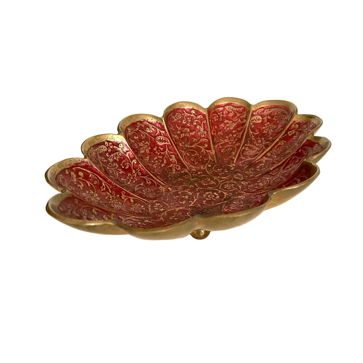 Serving Leaf Platter Brass Royal Design With Indian Craftsmanship Tamrapatra - Tamrapatra