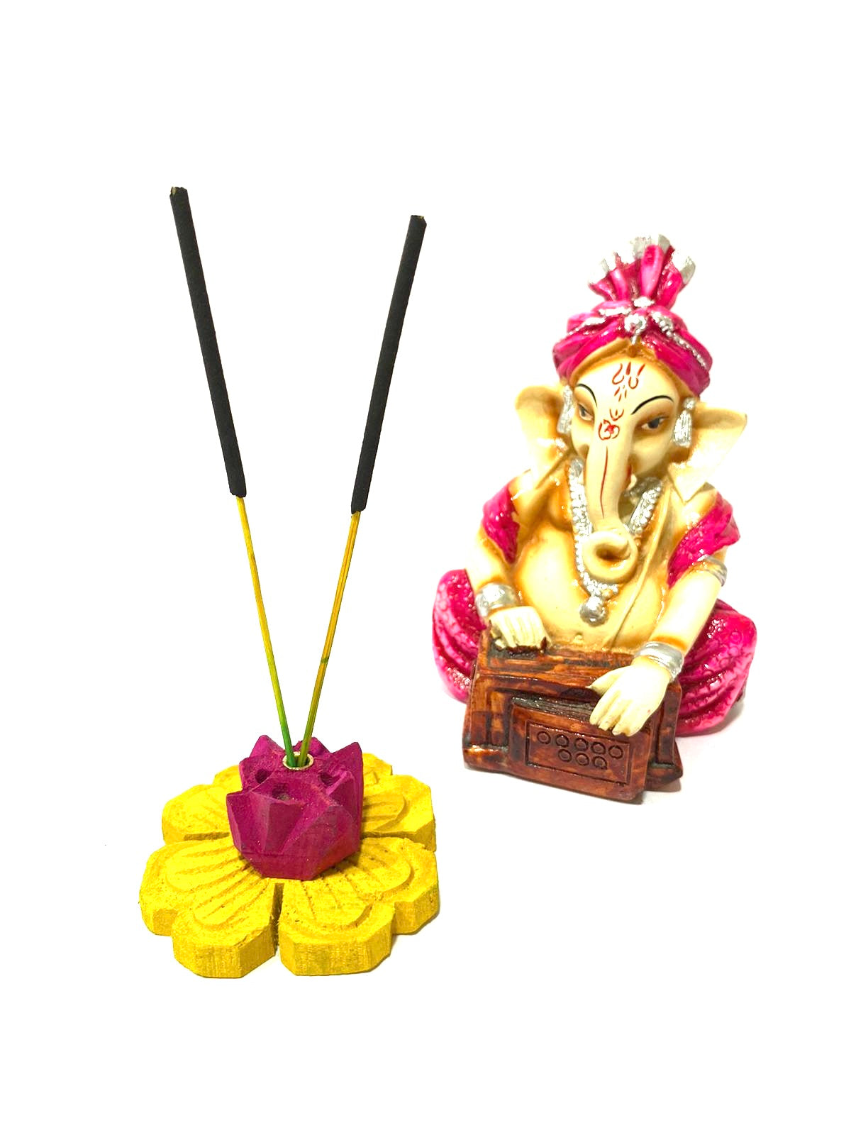 Incense Stick Holder In Designer Flower Style Wooden Handcrafted From Tamrapatra