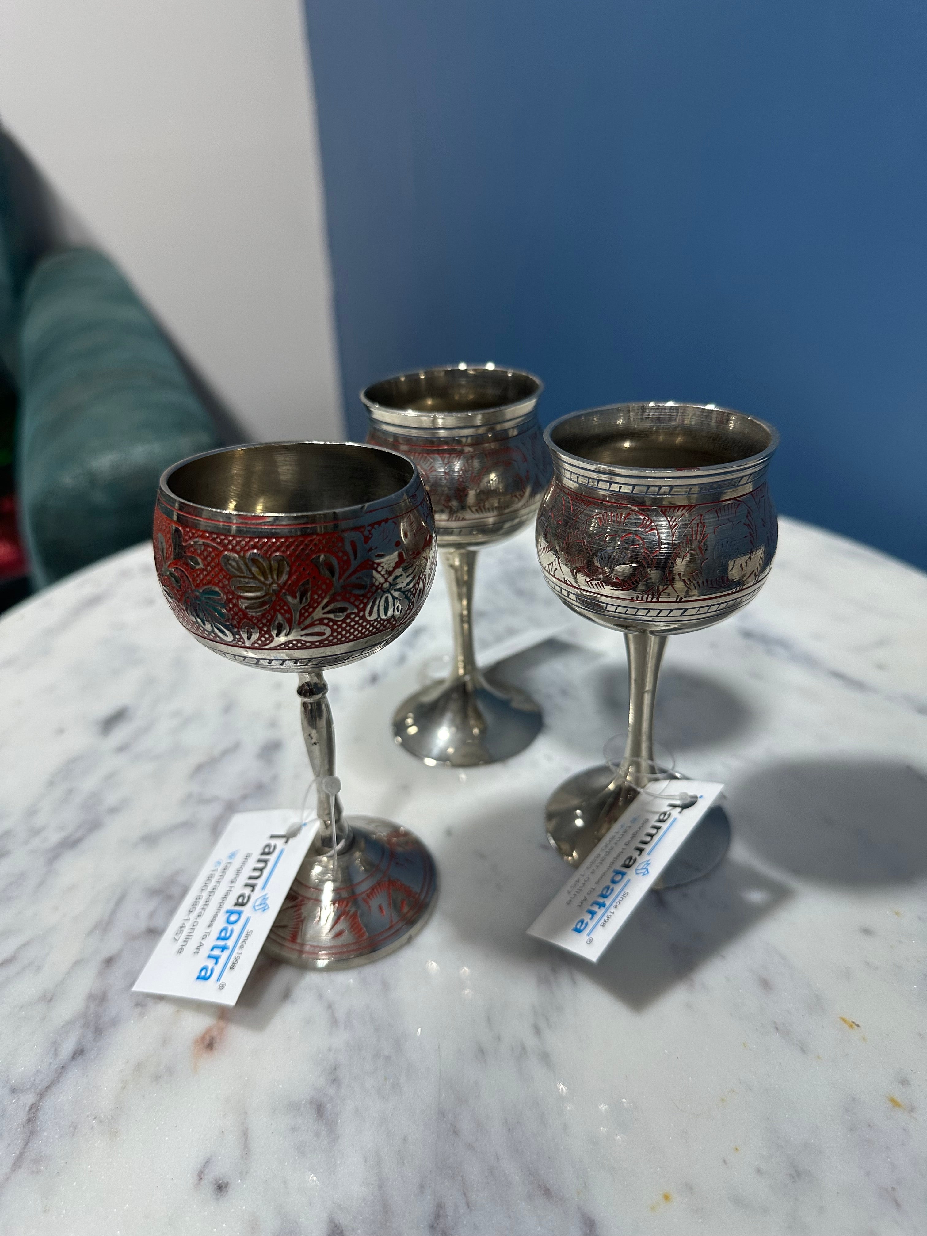 Brass Wine Cups Limited Edition Handcrafted By Indian Artisans By Tamrapatra