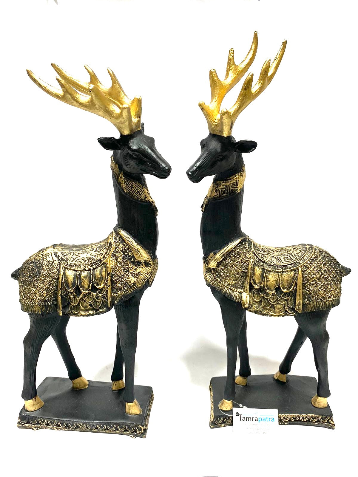 Nature Lifelike Standing Deer Resin Craft Set Of 2 Beautiful Collectible By Tamrapatra