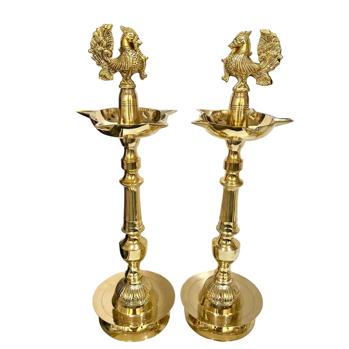 5 Wick Mukhi Diya Brass Handmade Spiritual Accessories Folding By Tamrapatra - Tamrapatra