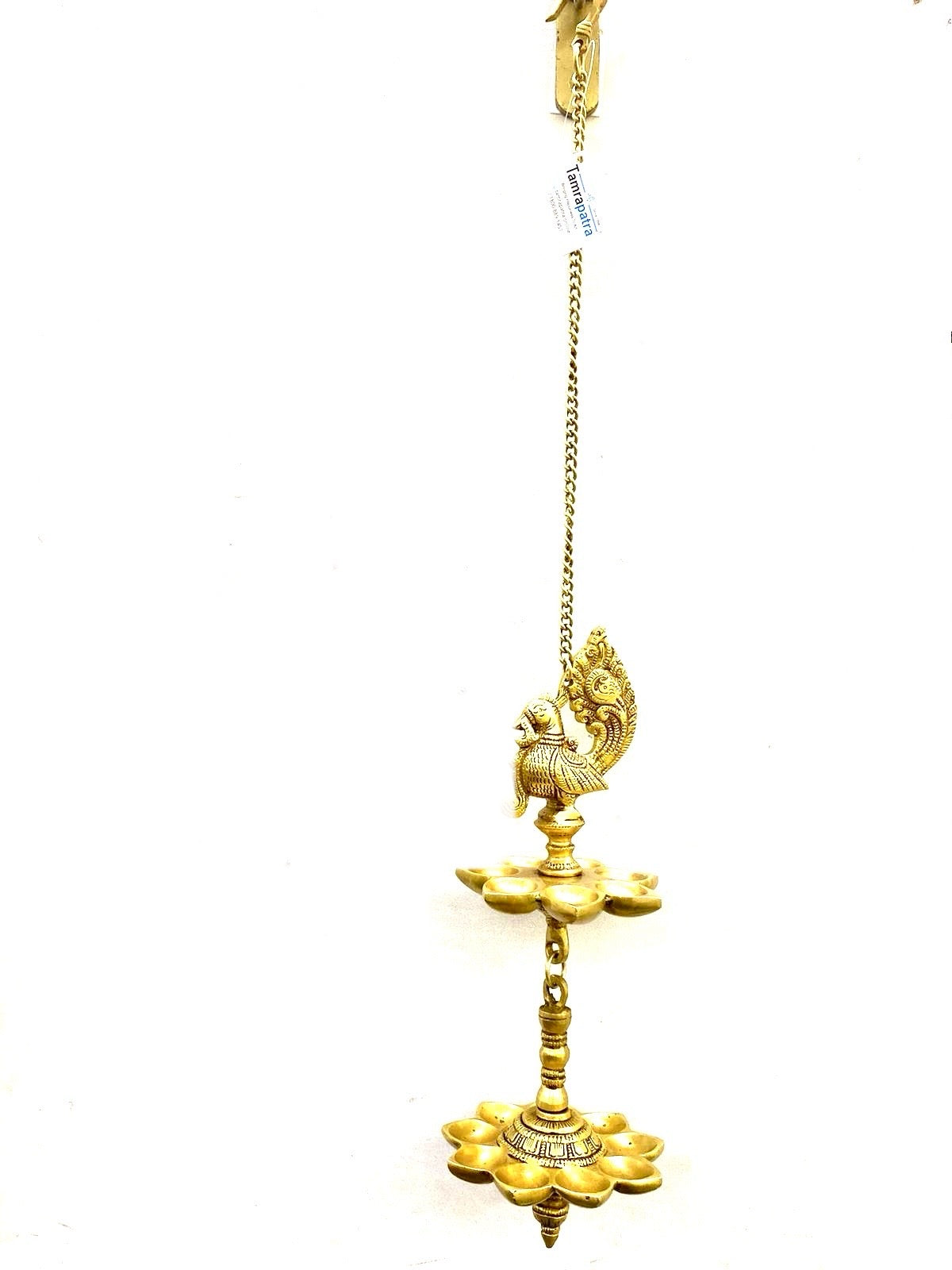 9/16 Deepak Lamp Brass Hanging Diya For Temple Pooja Room Décor By Tamrapatra