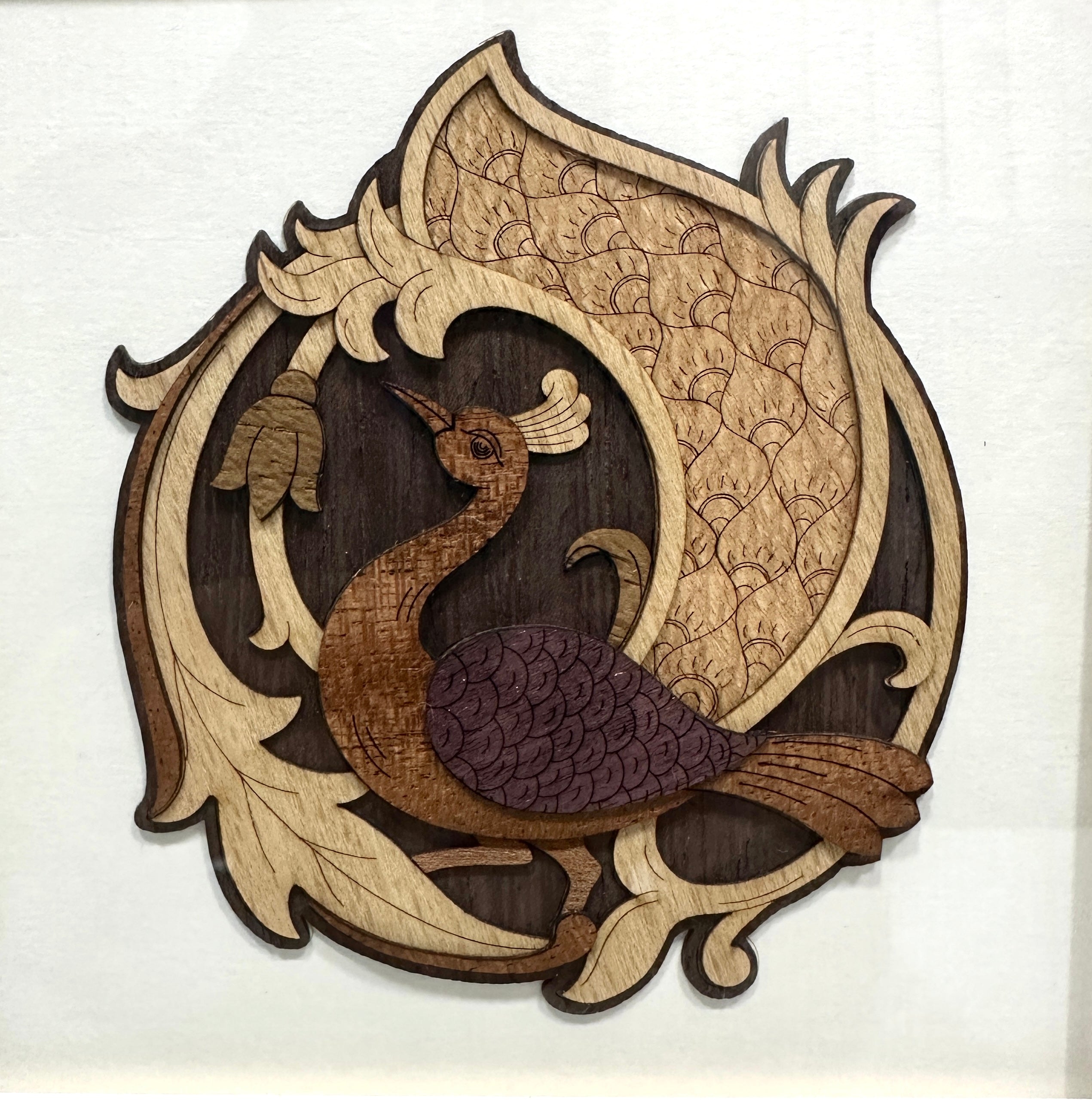 Vibrant Peacock Themed Wall Frame Handcrafted Wooden Creation By Tamrapatra
