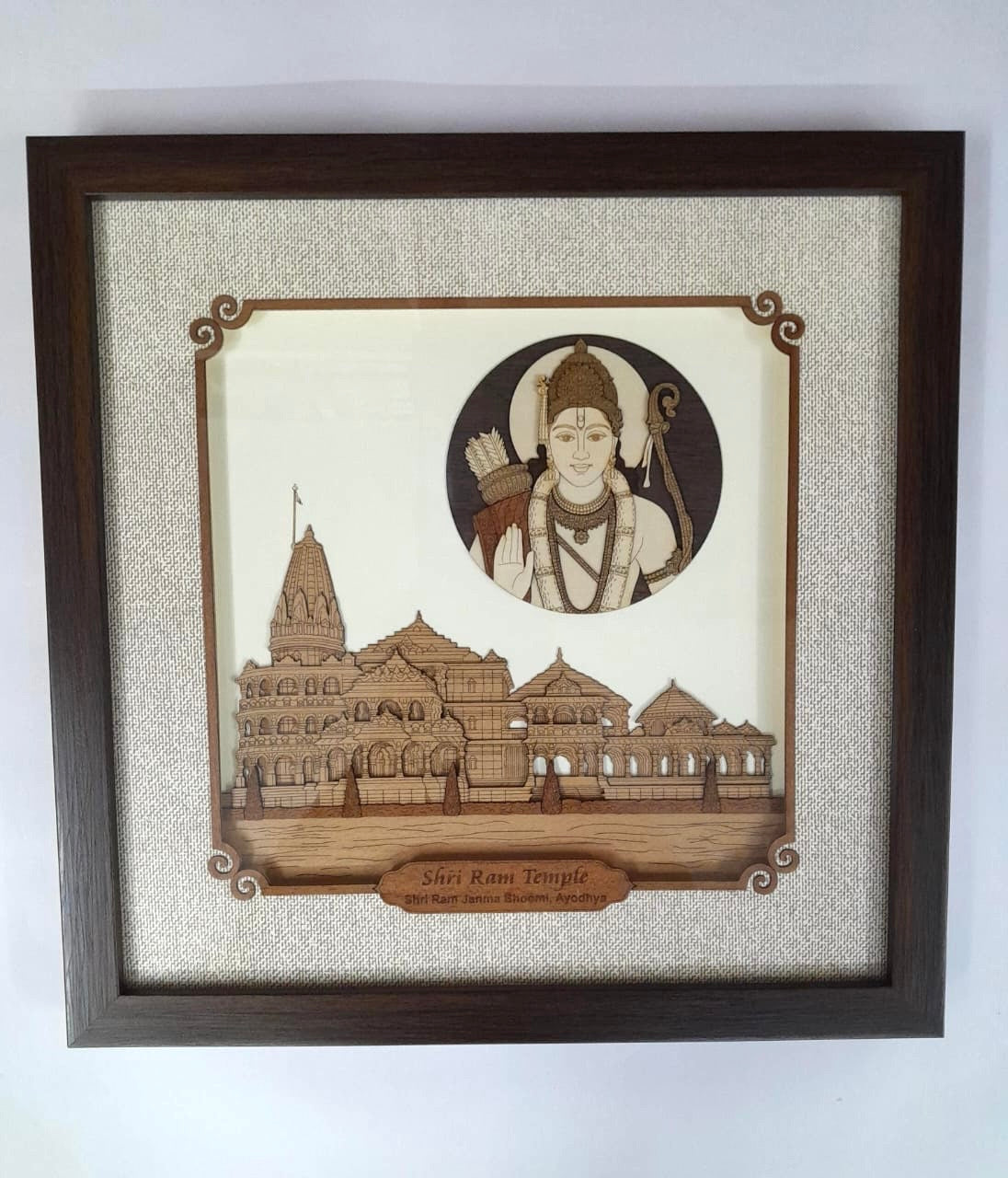 Shri Ram Temple Ayodhya With Lord Ram In 3D Wooden Art Frame By Tamrapatra