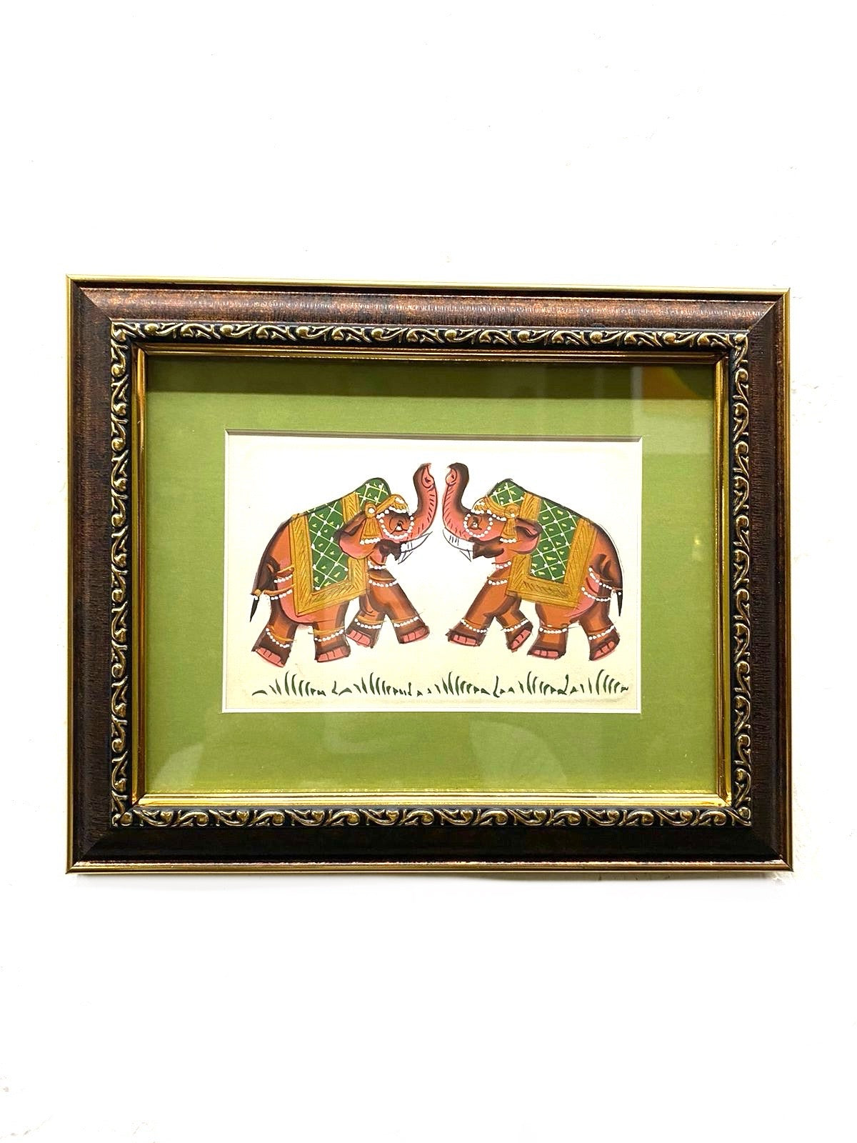 Two Elephants Frame Mighty Indian Art Hand Painted New Collection By Tamrapatra