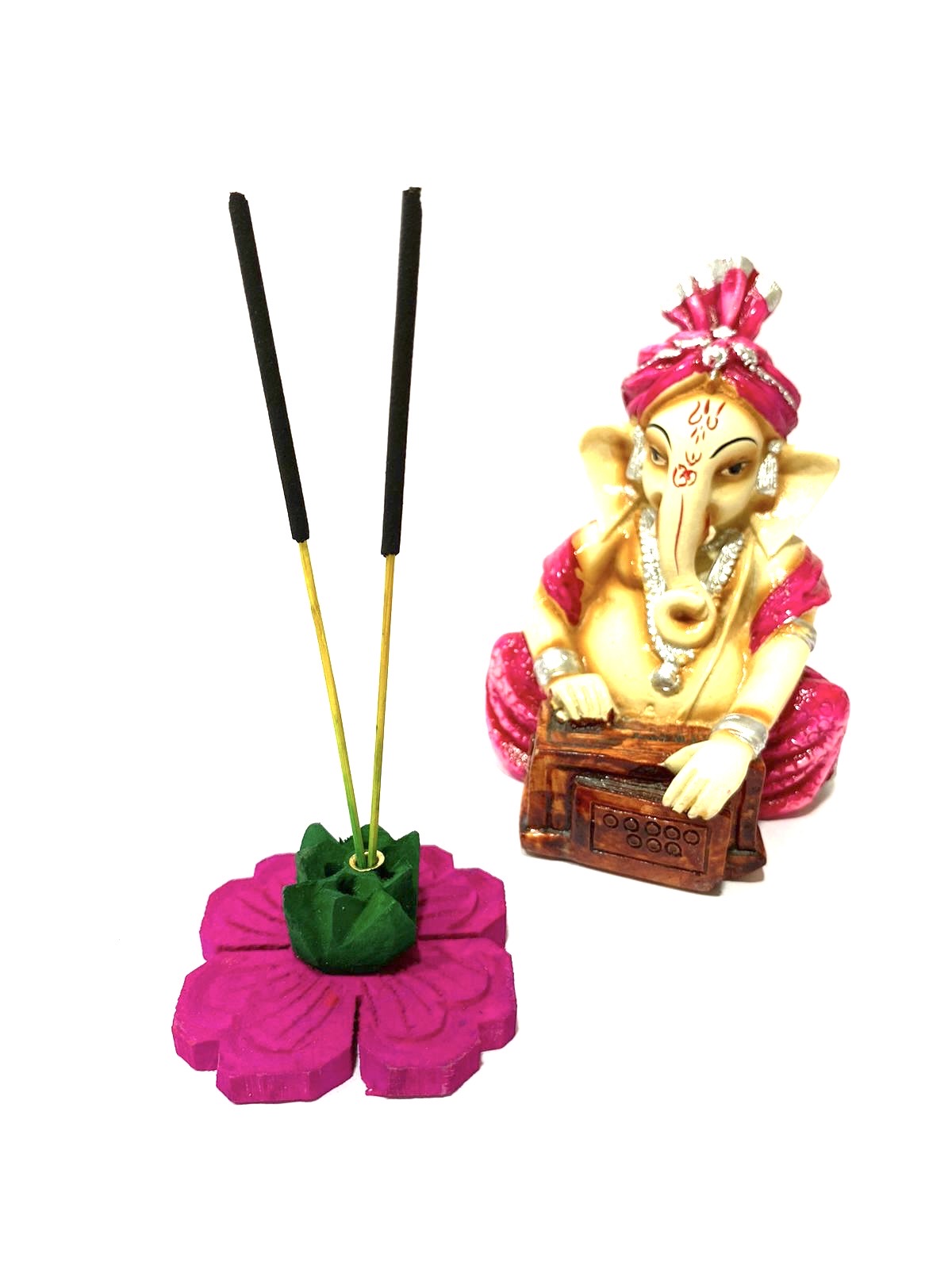 Incense Stick Holder In Designer Flower Style Wooden Handcrafted From Tamrapatra