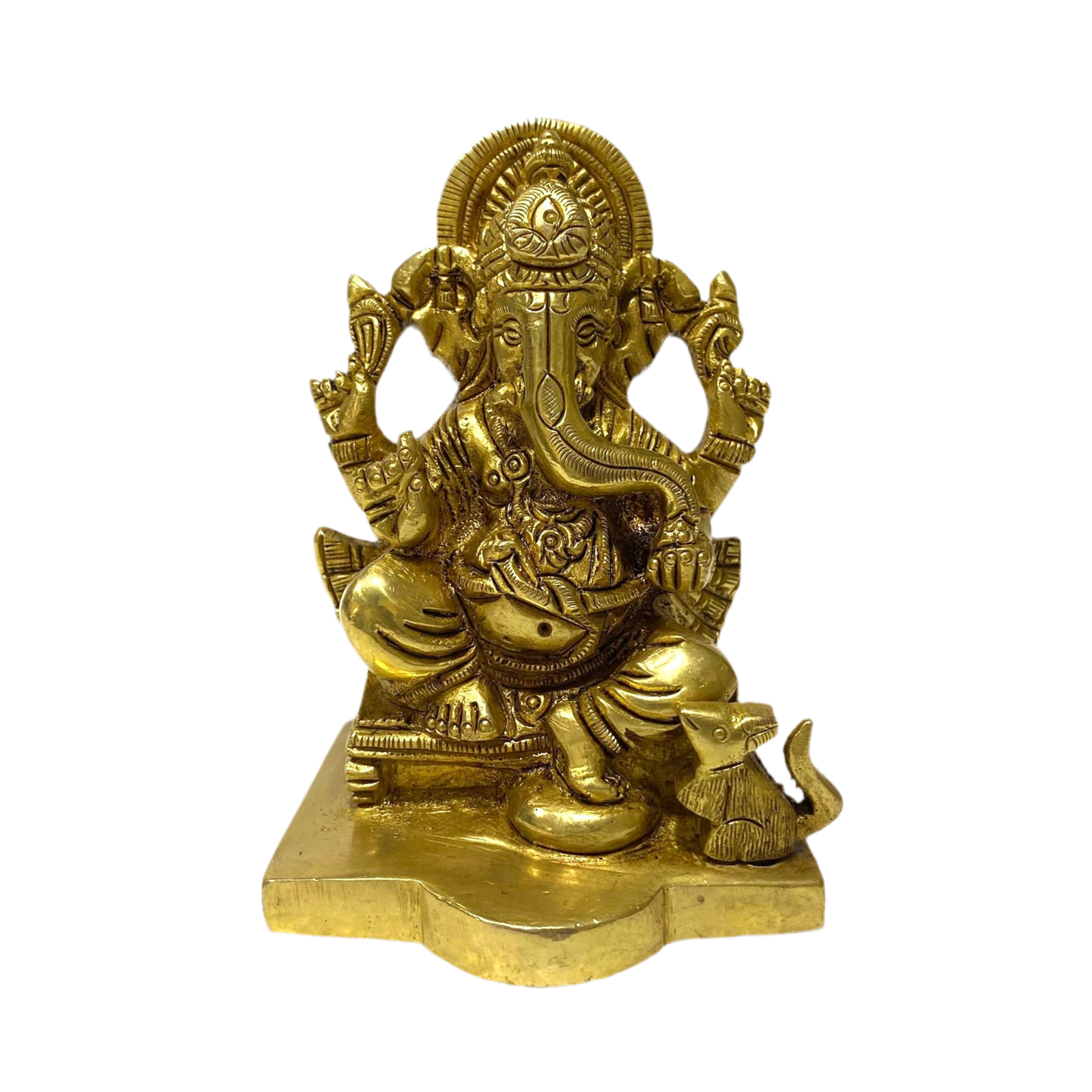 Brass Ganesh On Chowki Excellent Divine Collection Super Finely Carved Tamrapatra