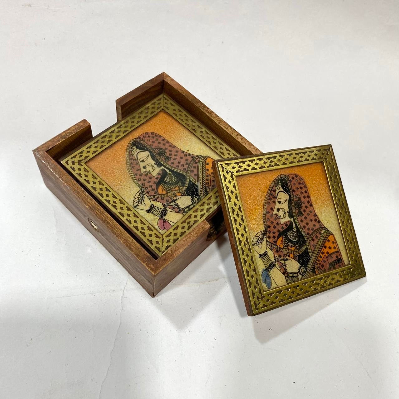 Gemstone Art Creation On Wooden Coasters In Various Designs Tamrapatra - Tamrapatra