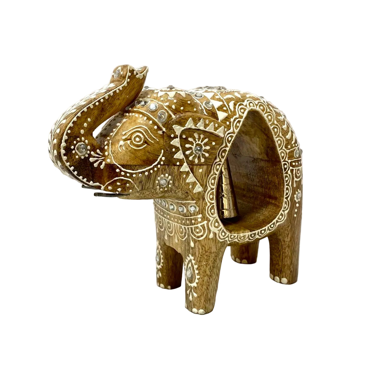 Metallic Bell Wooden Elephant Painted Natural Handcrafted Ideas From Tamrapatra - Tamrapatra