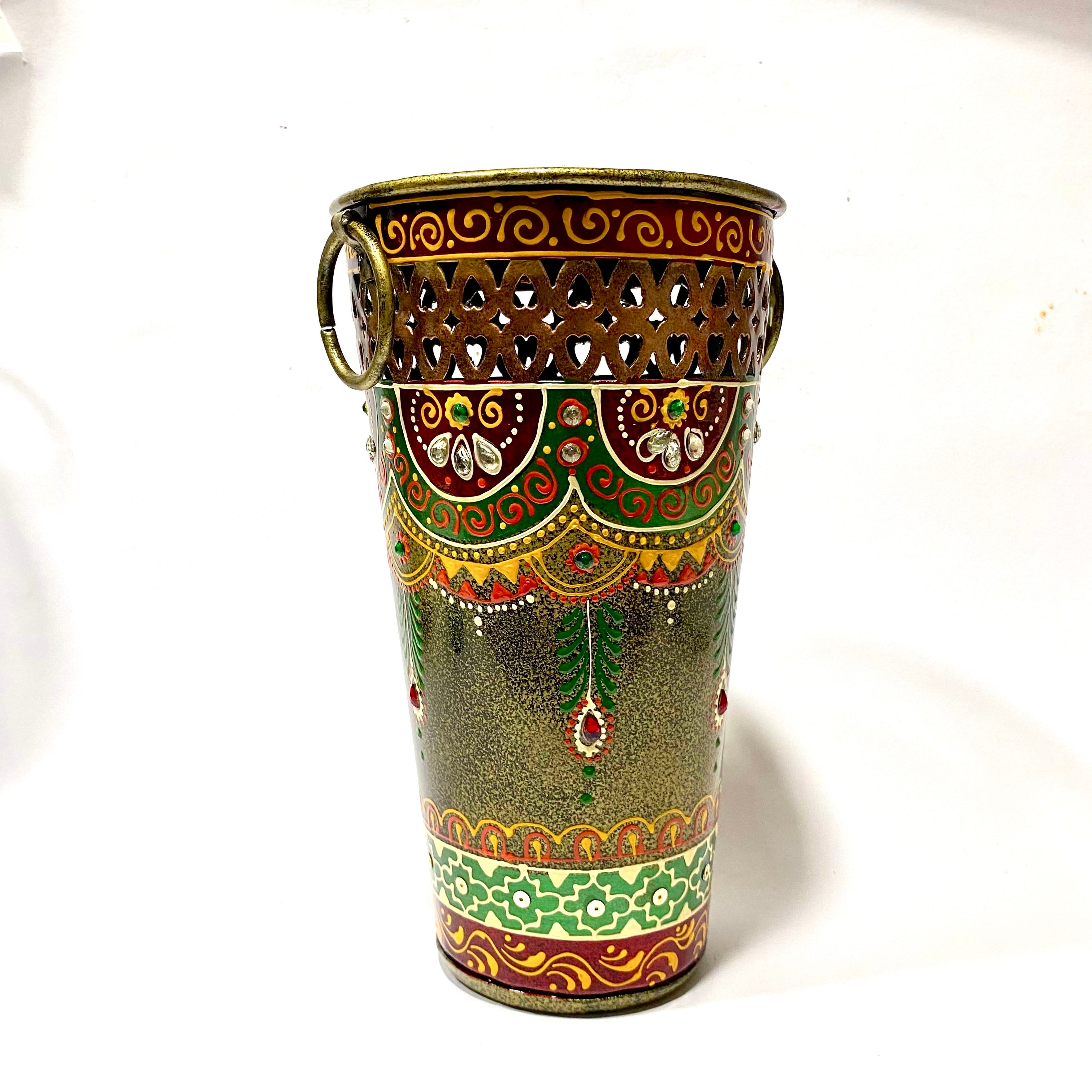 Planter Hand Painted Metal Premium Quality Great Choice For Interiors Tamrapatra - Tamrapatra