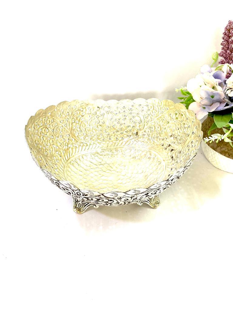 Oval Storage Baskets In Vintage German Silver Collection Various Size Tamrapatra