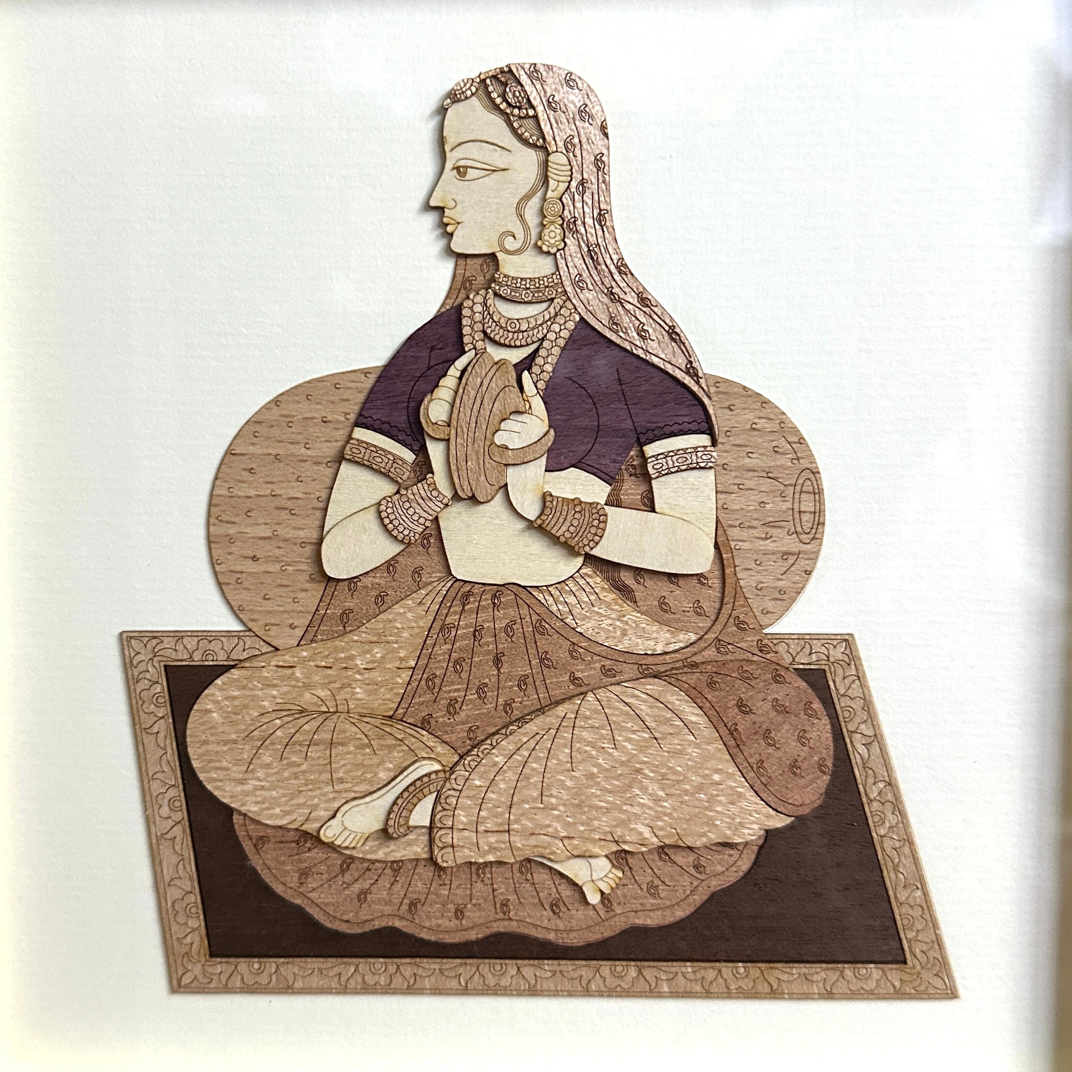 Royal Wooden 3D Art Indian Musical Theme Depiction Souvenir By Tamrapatra