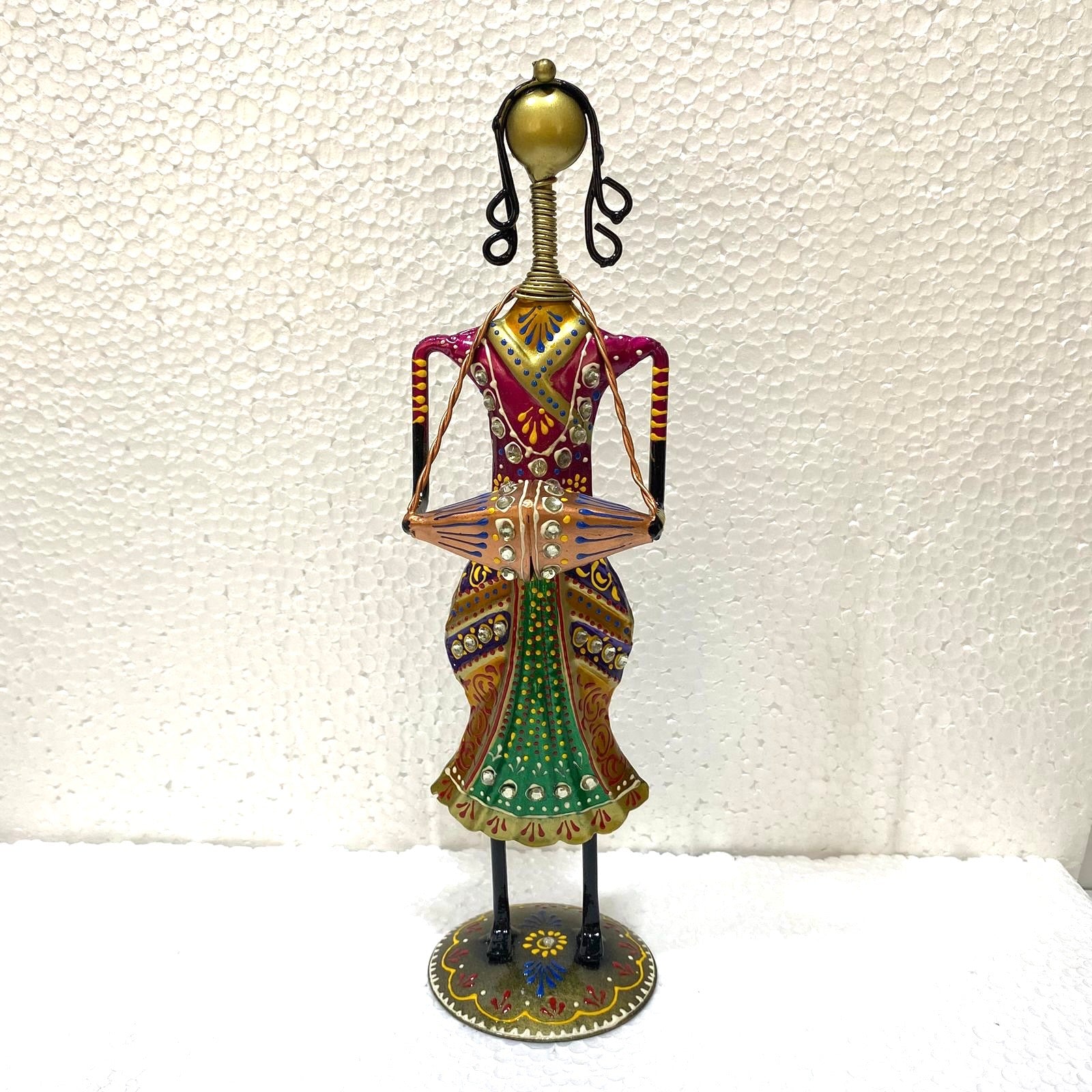 Standing Lady Playing Various Musical Instruments Metal Craft Tamrapatra