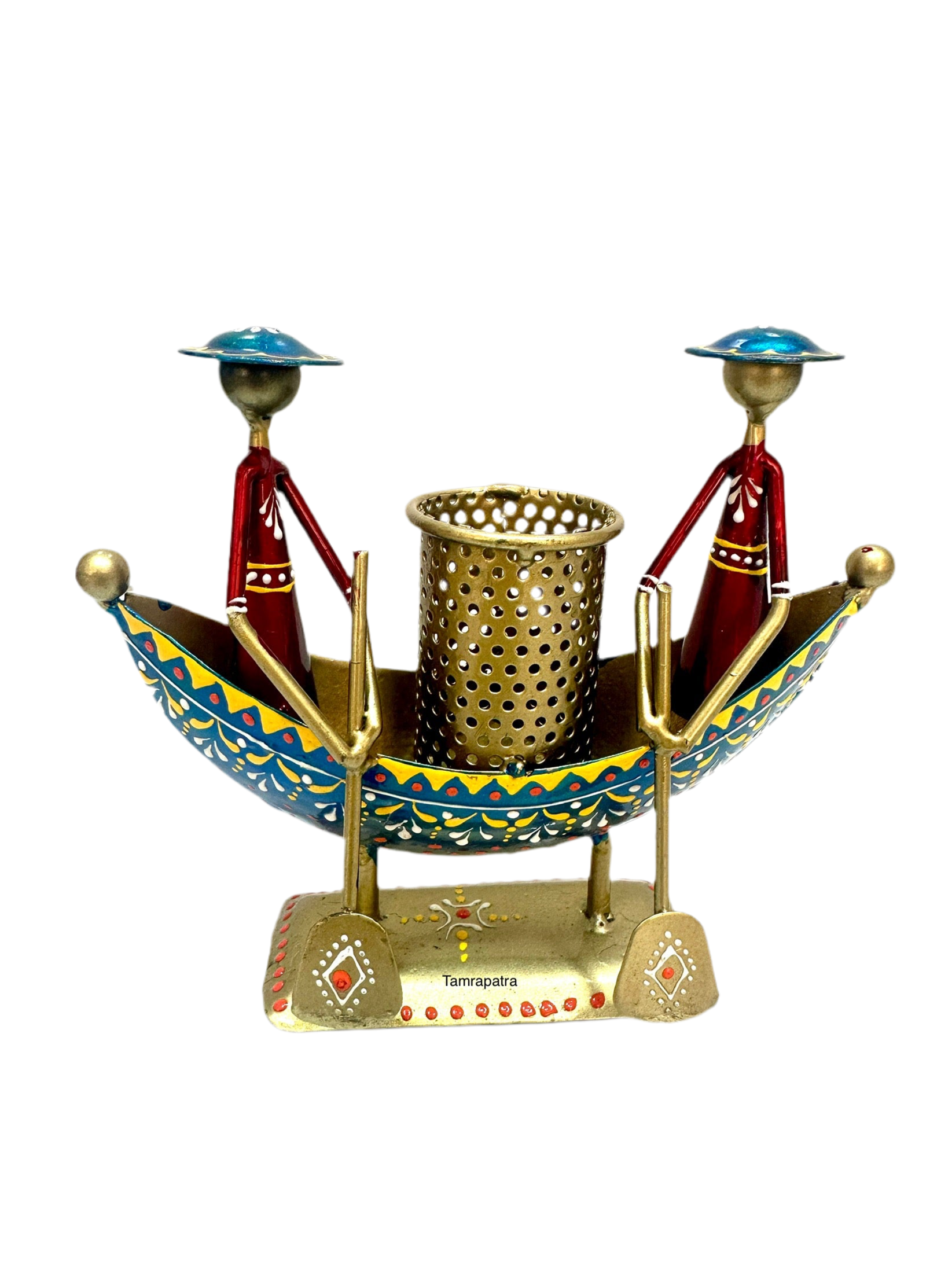 Boat Multicolor Hand Painted Traditionally Utility Pen Stand By Tamrapatra