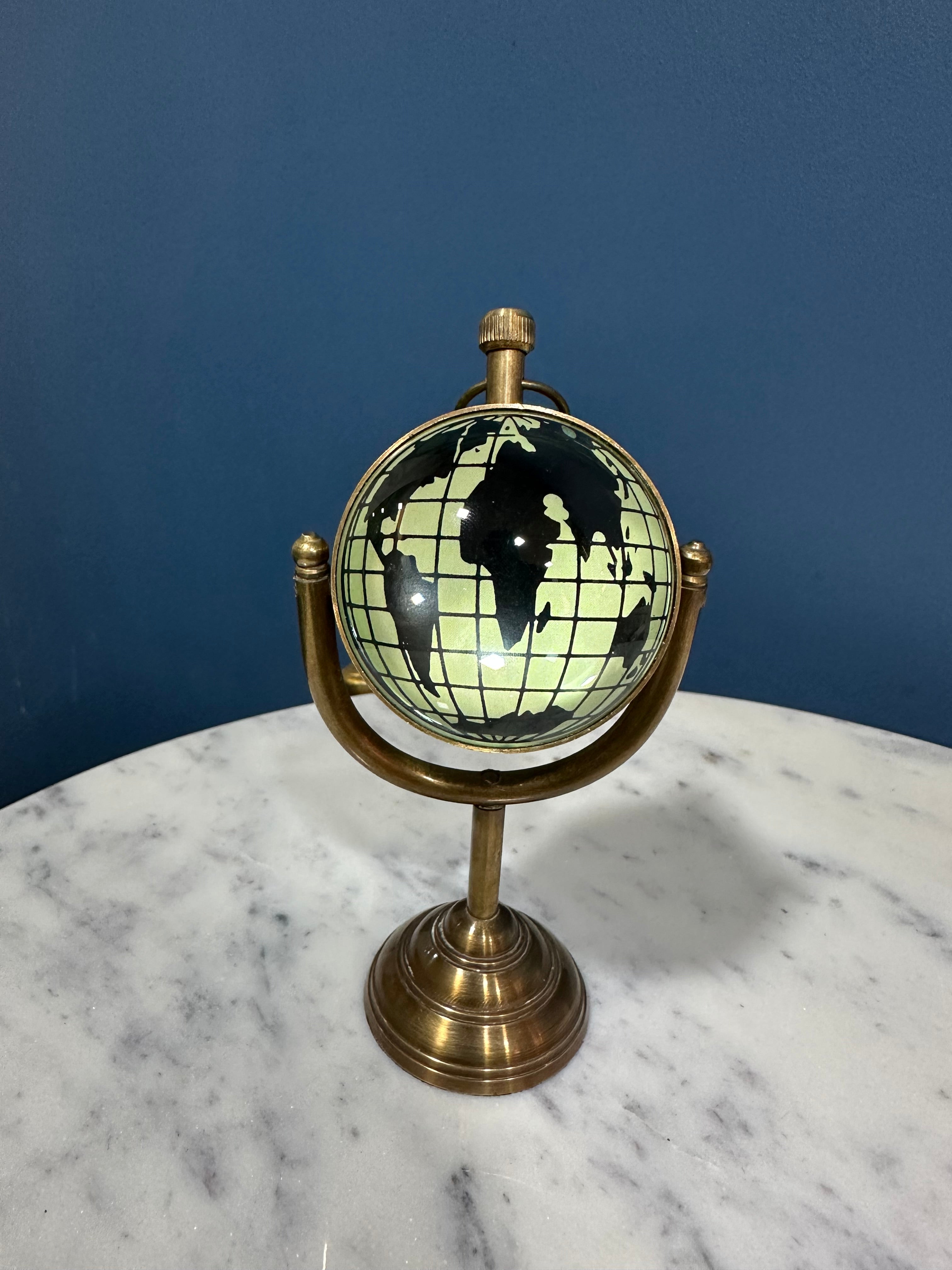 Brass Antique Globe Style Clock Table Desk Utility Accessories Gifts Tamrapatra