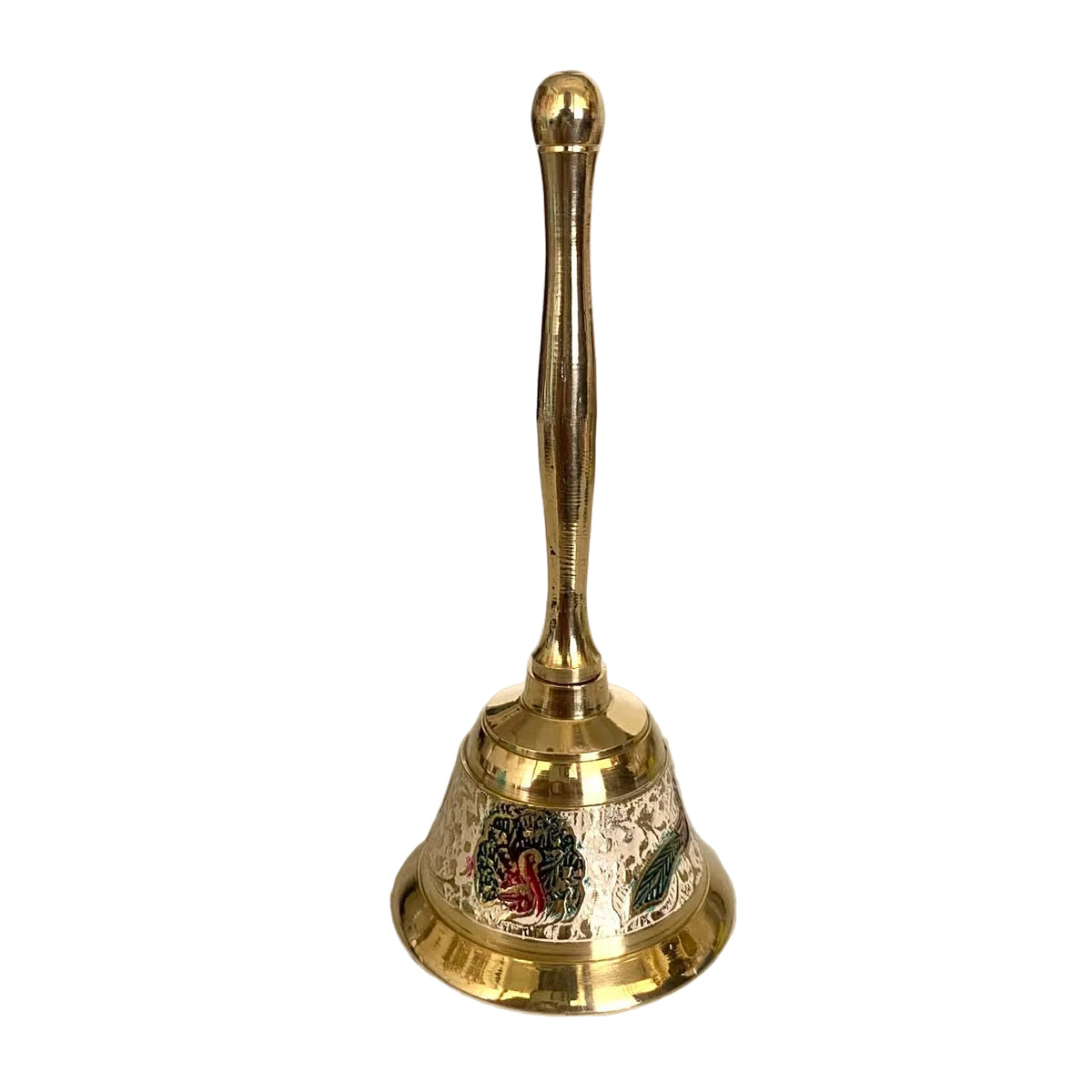 Handcrafted Brass Bells Wooden Handle Divine Collection In Sizes Tamrapatra - Tamrapatra