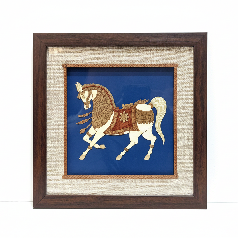 3 Horses Fine Wooden Artwork Detailed Craftsmanship Corporate Souvenir Tamrapatra