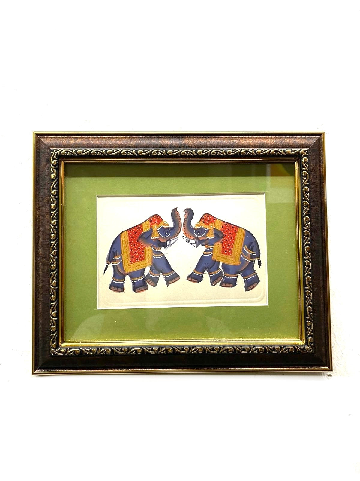 Two Elephants Frame Mighty Indian Art Hand Painted New Collection By Tamrapatra