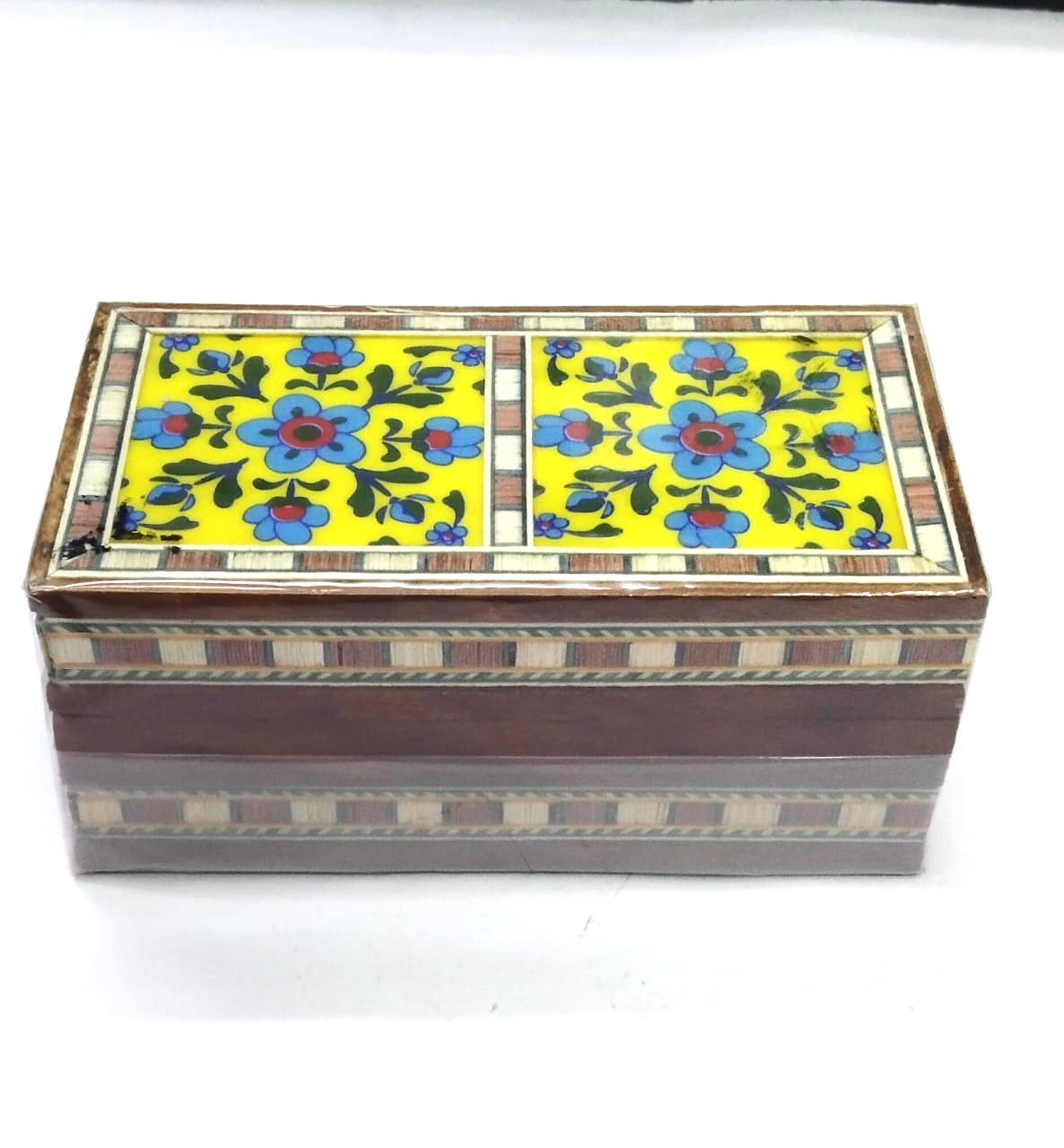 Blue Pottery Tiles Storage Box For Jewellery Handmade In India From Tamrapatra