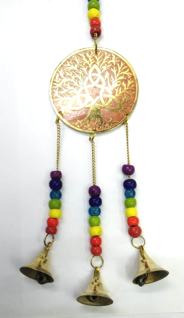 Brass Hangings Multi Color Beads With Bells Handmade Collectible Tamrapatra