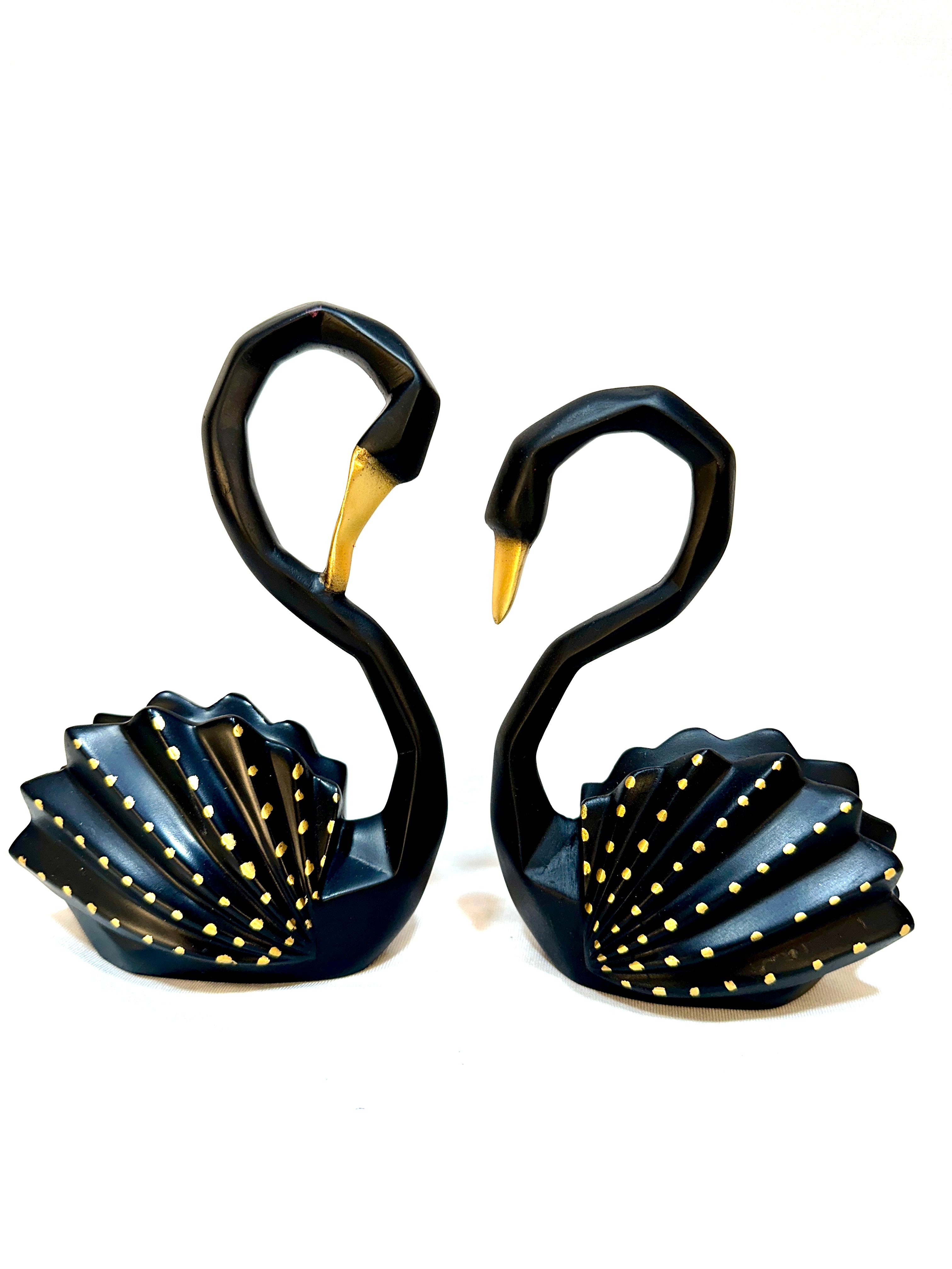 Swan Pair Geometrical Shape Modern Set Of 2 Birds Home Décor By Tamrapatra