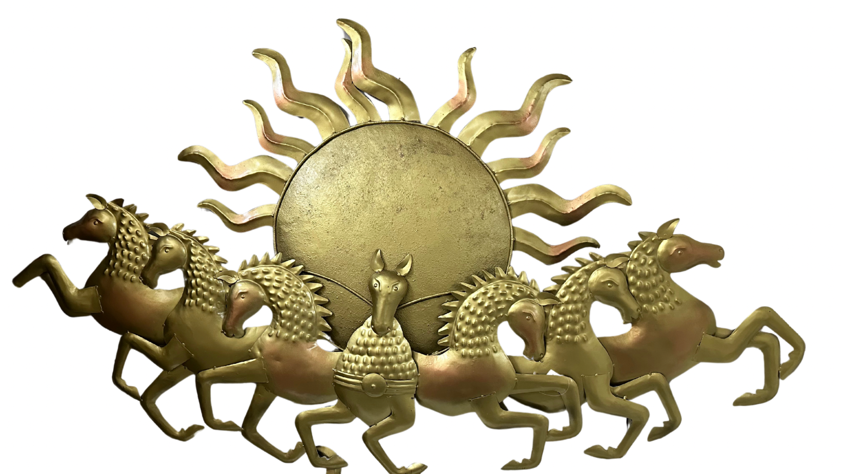 Metal Wall Décor Mosaic Sun & 7 Horse Handcrafted Designs Available At Tamrapatra