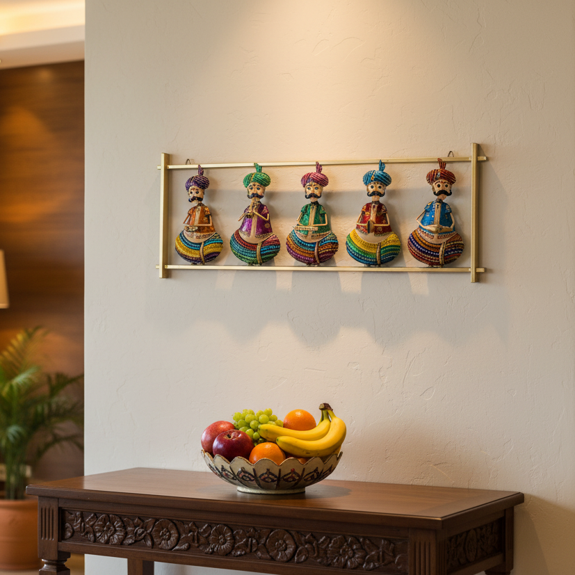 5 Musicians Hand Painted In Wall Frame Metal Design In India By Tamrapatra - Tamrapatra