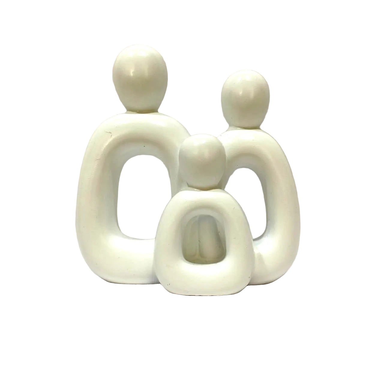 White abstract sculpture of a family on a white background