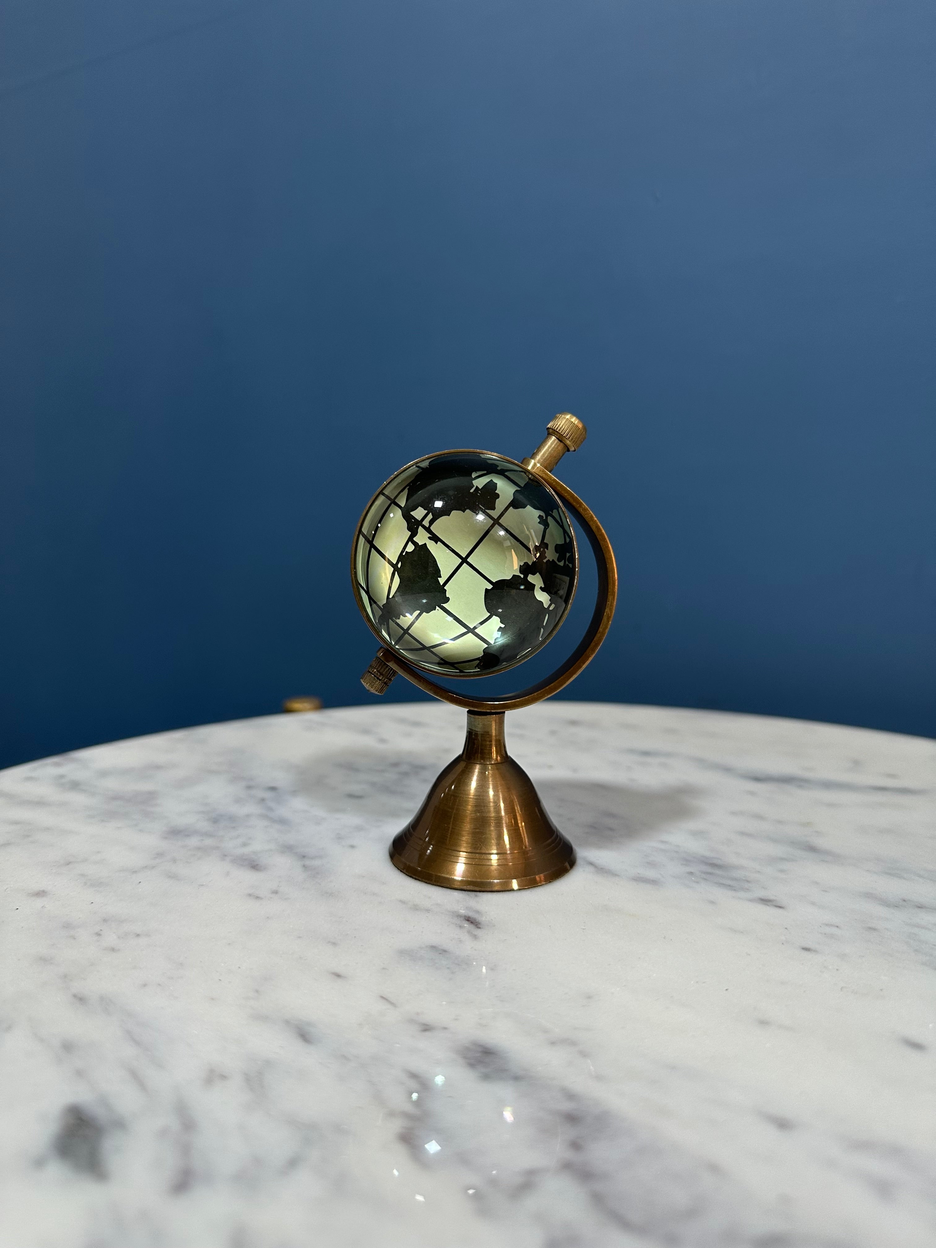 Brass Antique Globe Style Clock Table Desk Utility Accessories Gifts Tamrapatra