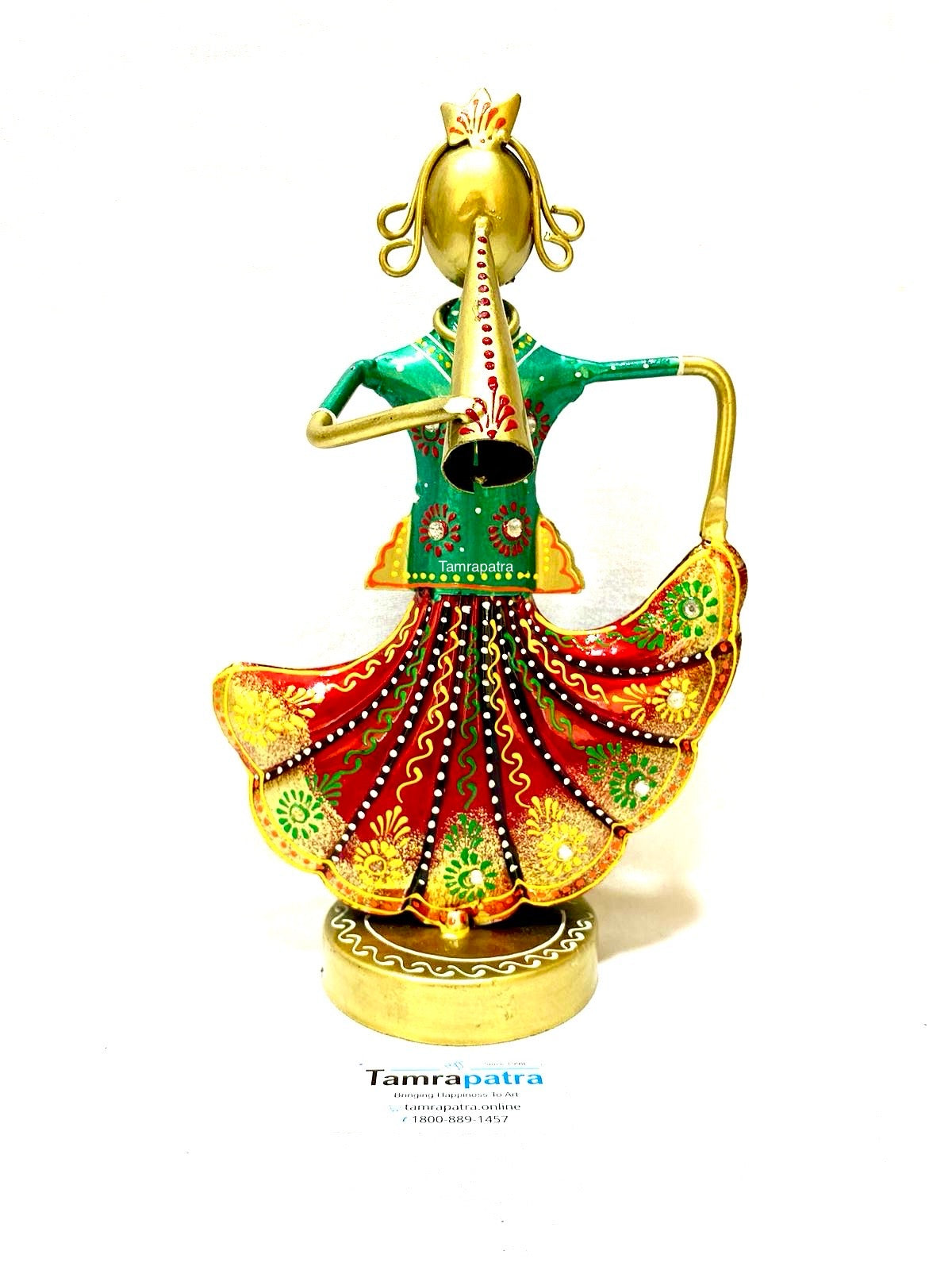 Traditional Crown Lady Musician Metal Fusion Artifact Handcrafted From Tamrapatra