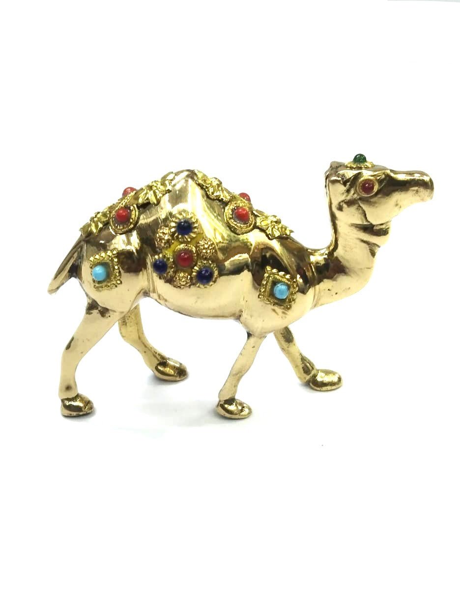 Brass Camel With Stone Excellent Design Antique Showpiece From Tamrapatra