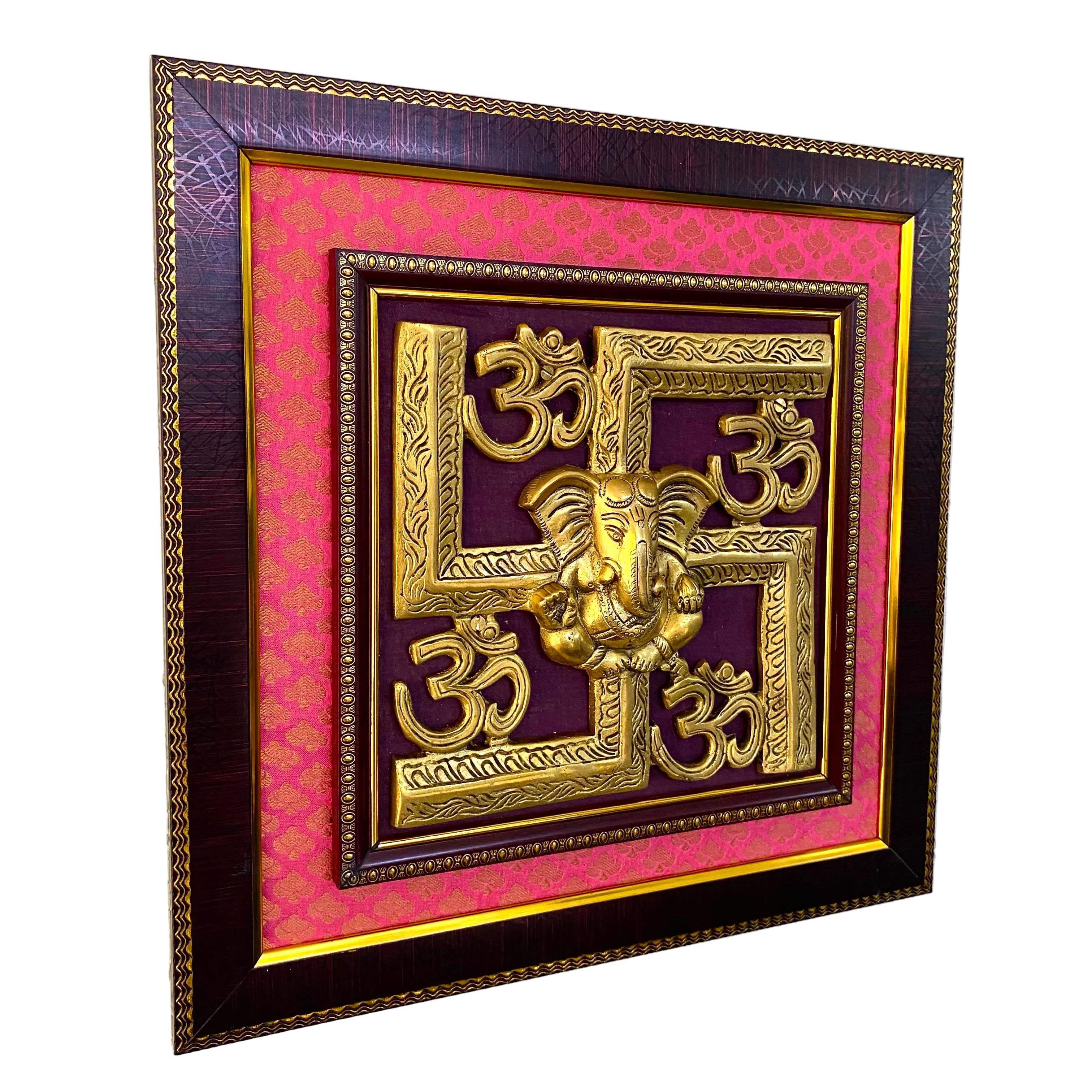 Swastika Ganesha Brass Frame Premium Luxury Collection Handmade By Tamrapatra