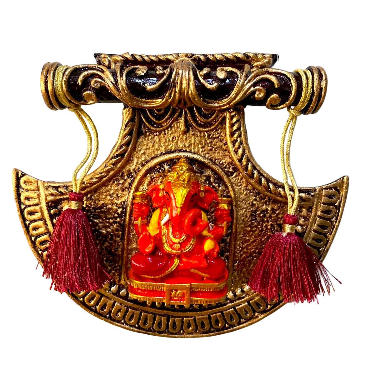 Ganesh Fan Design With Threads Hanging On Side Beautiful Design By Tamrapatra