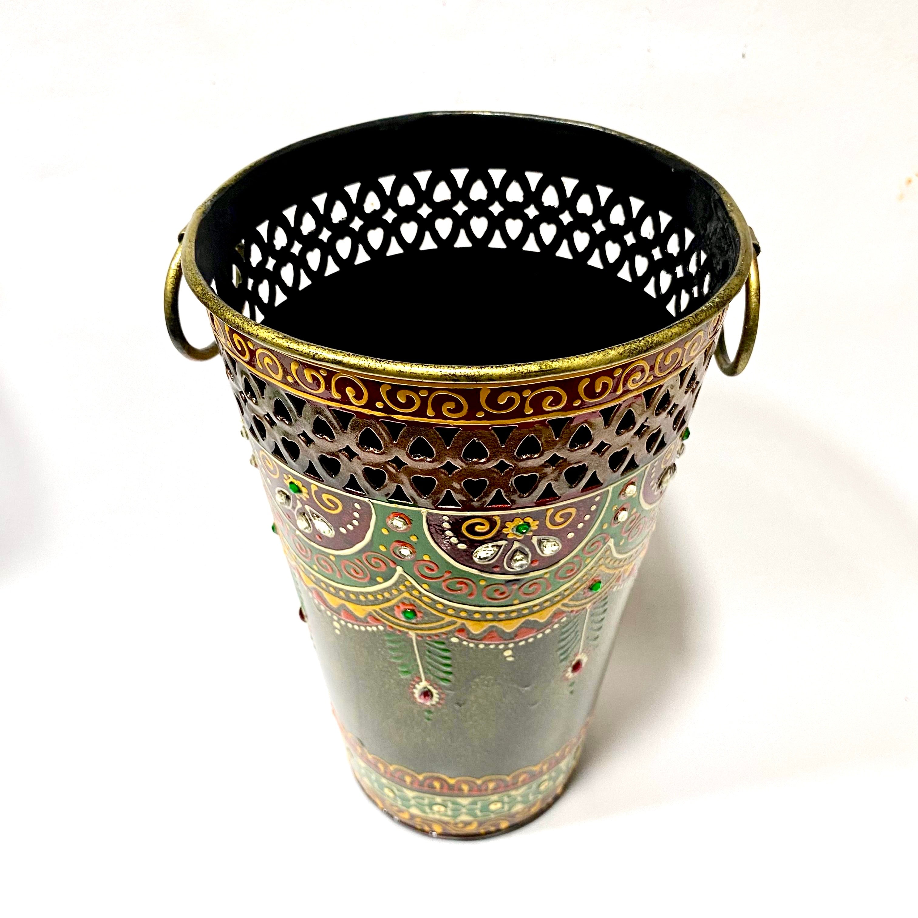 Planter Hand Painted Metal Premium Quality Great Choice For Interiors Tamrapatra - Tamrapatra