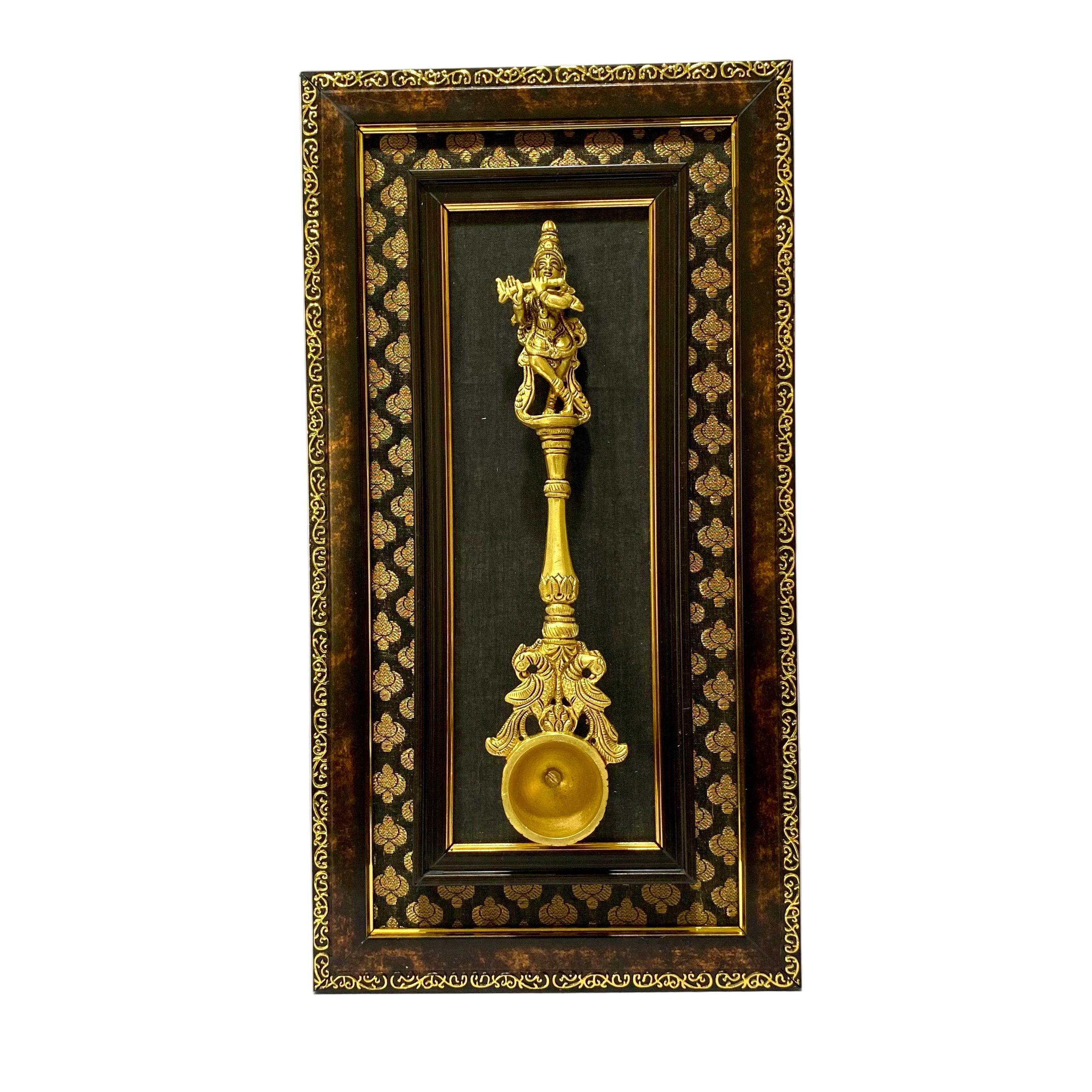 God Ganesha & Krishna Dancing Theme Premium Brass Frames By Tamrapatra