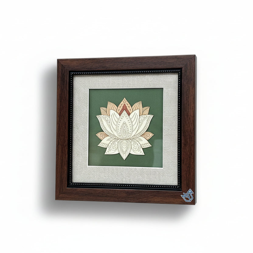Flower 3D Wooden Carving Frame Natural Wood Floral Wall Art By Tamrapatra - Tamrapatra