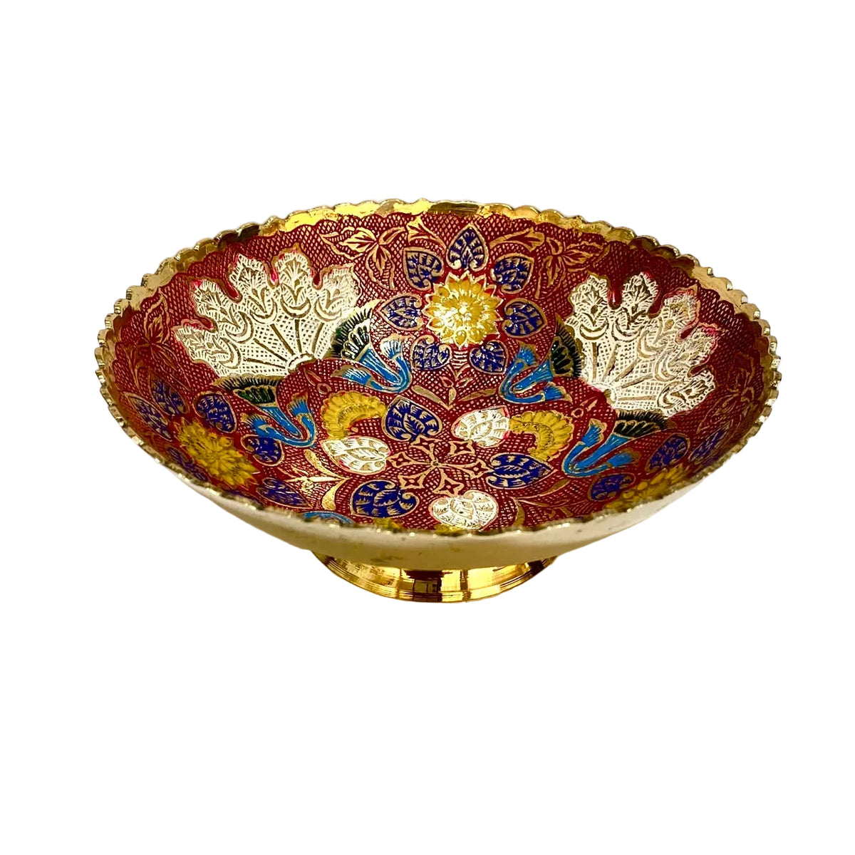 Shades Of Red Brass Serving Bowls Inlay Work In Various Sizes By Tamrapatra - Tamrapatra