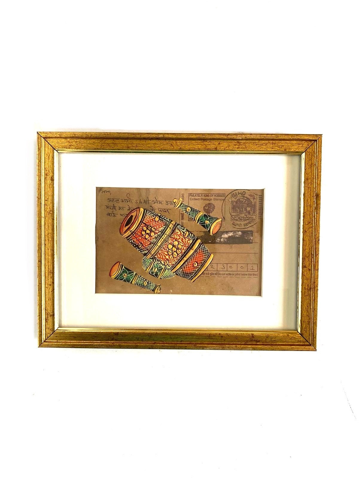 Musical Instruments on Old Post Card Hand Painted Frames Collection By Tamrapatra