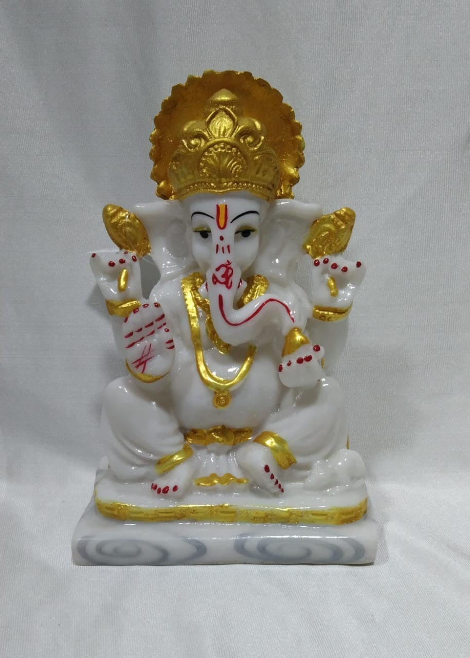 Auspicious Ganesha Religious Figure Gold Finish The Resin Art By Tamrapatra