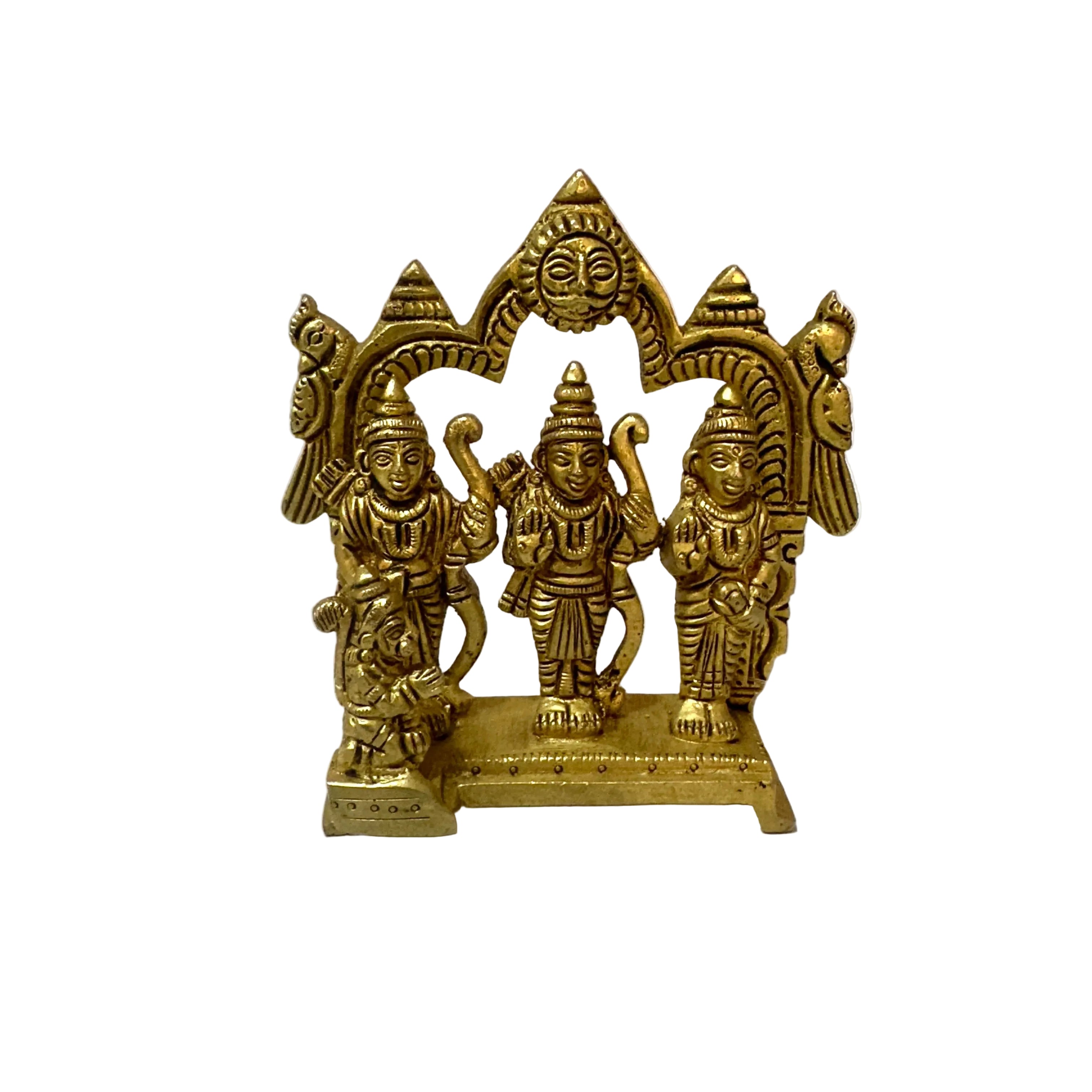 Ram Darbar Set Brass Handcrafted On Wooden Stand Religious Art By Tamrapatra