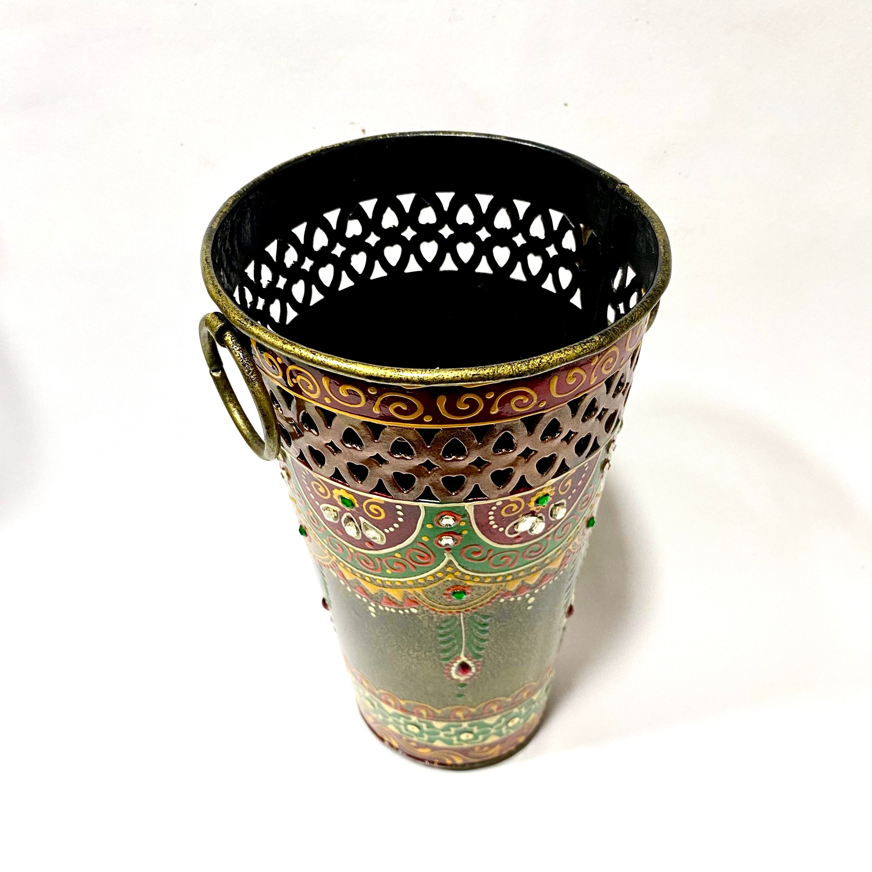 Planter Hand Painted Metal Premium Quality Great Choice For Interiors Tamrapatra - Tamrapatra