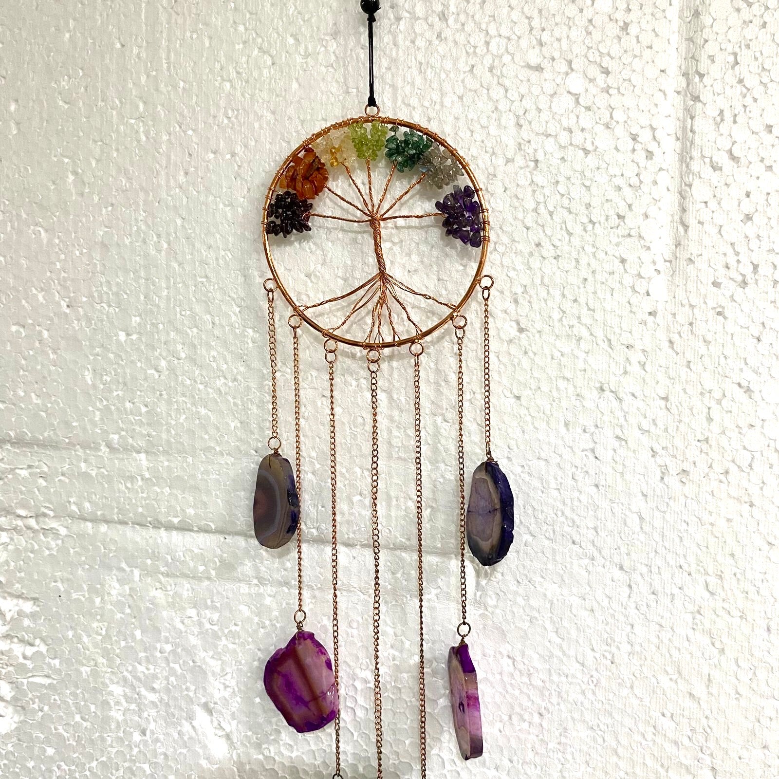 Agate Stone Spiral & Straight Hangings Multi Color Garden & Indoor By Tamrapatra
