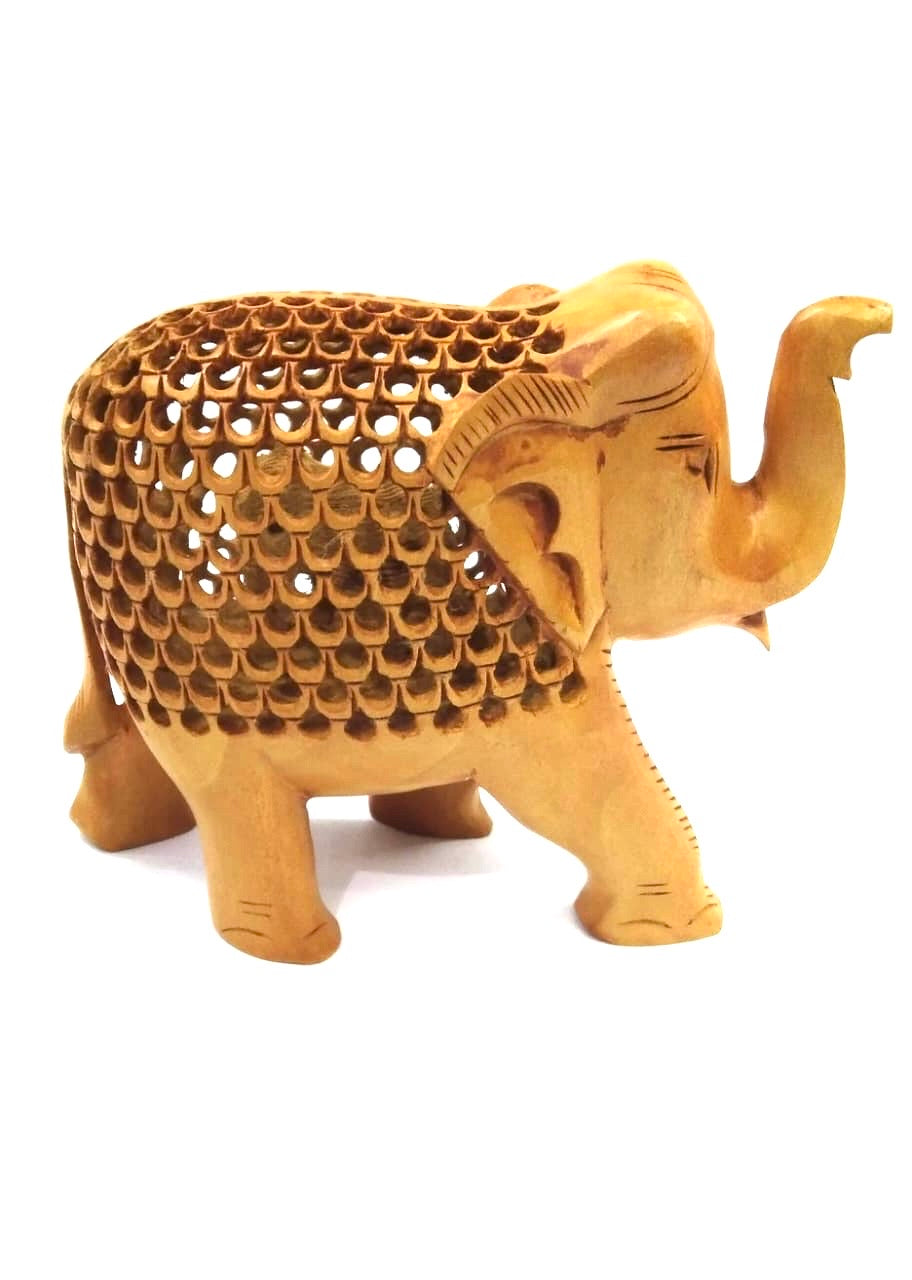 Wonderful Creation Of Wooden Fine Carving Elephant Indian Gifts Tamrapatra