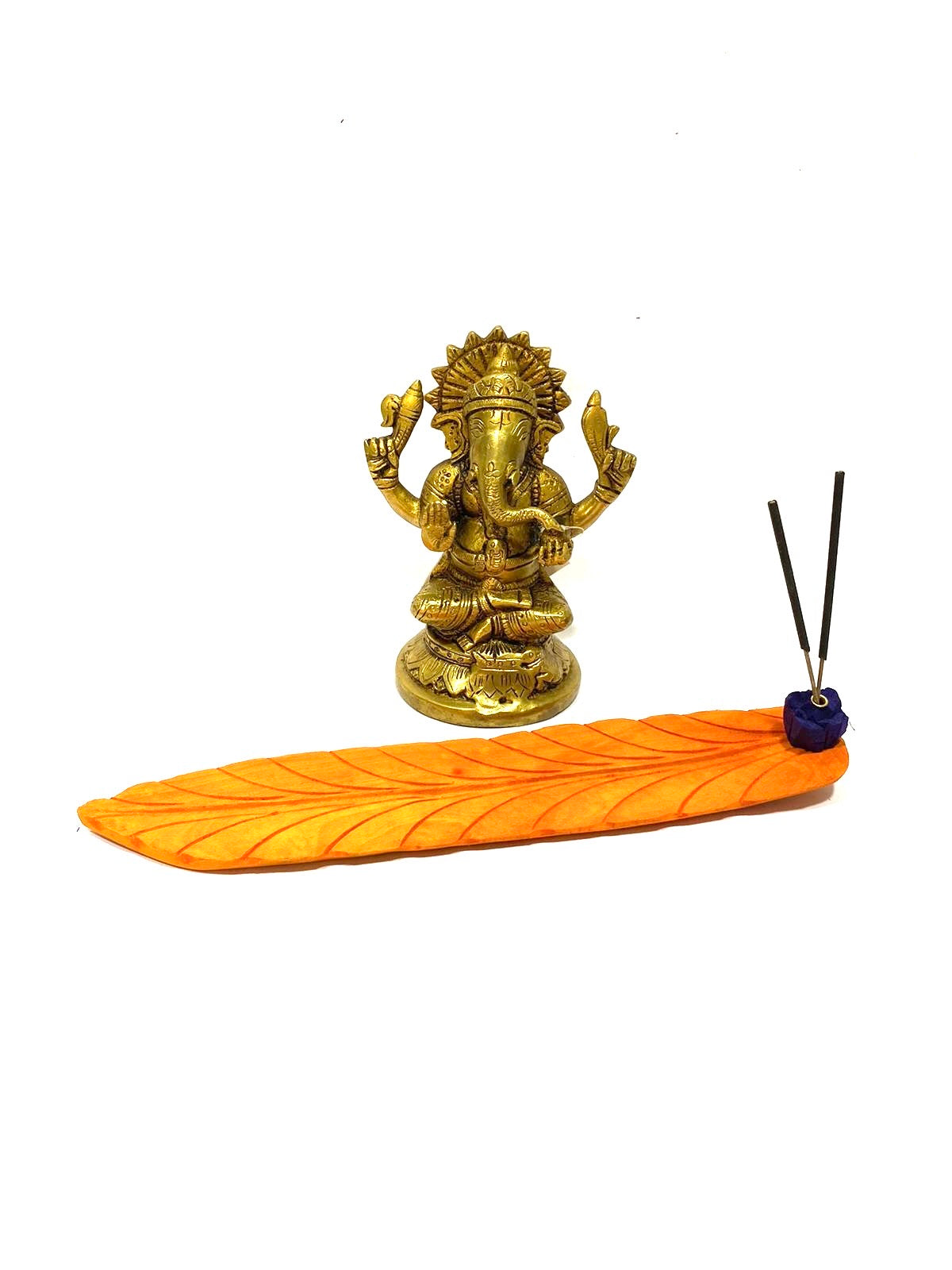 Incense Stick Holder In Banana Leaf Style Unique Handmade India By Tamrapatra