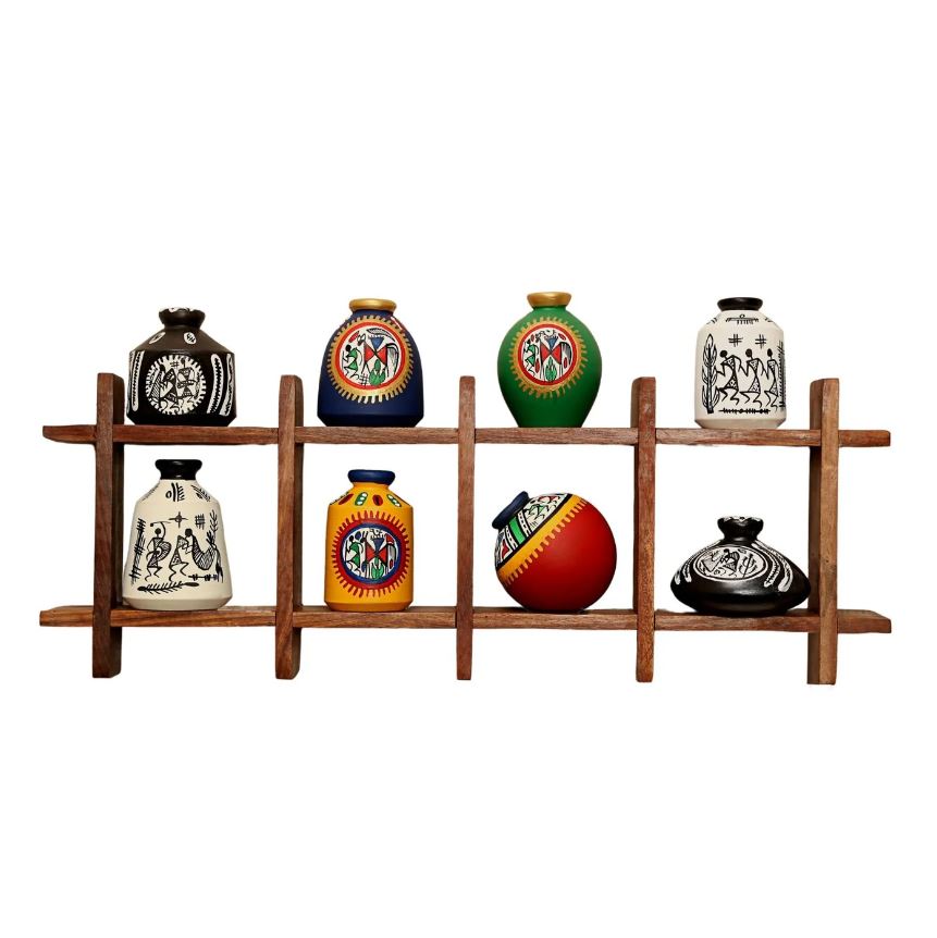 Warli Pot Stand House Style Designed To Enhance Your Space Handmade Tamrapatra - Tamrapatra