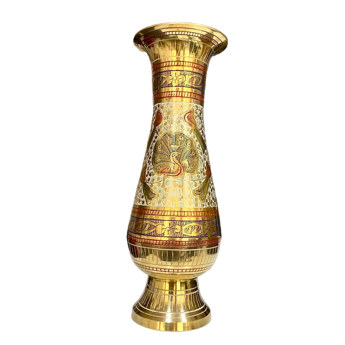 Brass Engraved Inlay Work Ancient Handcrafted Flower Vase By Tamrapatra - Tamrapatra