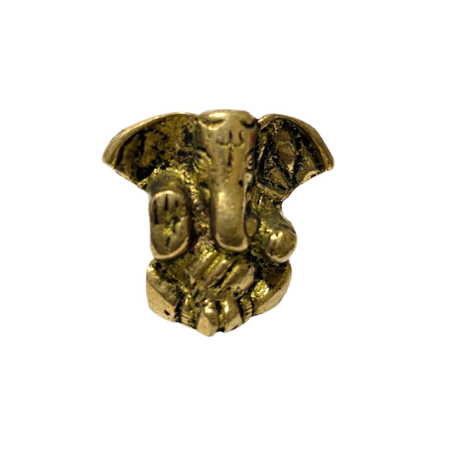 Bronze elephant figurine on a white background