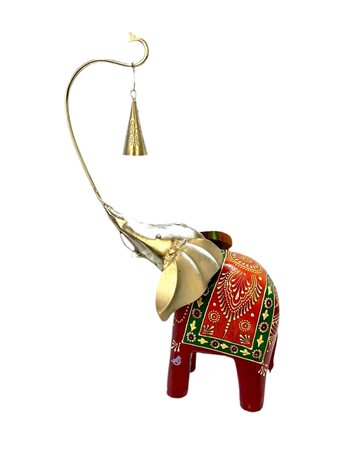 Elephant Ringing Metal Bell Wooden Hand Painted Body In Set of 2 From Tamrapatra