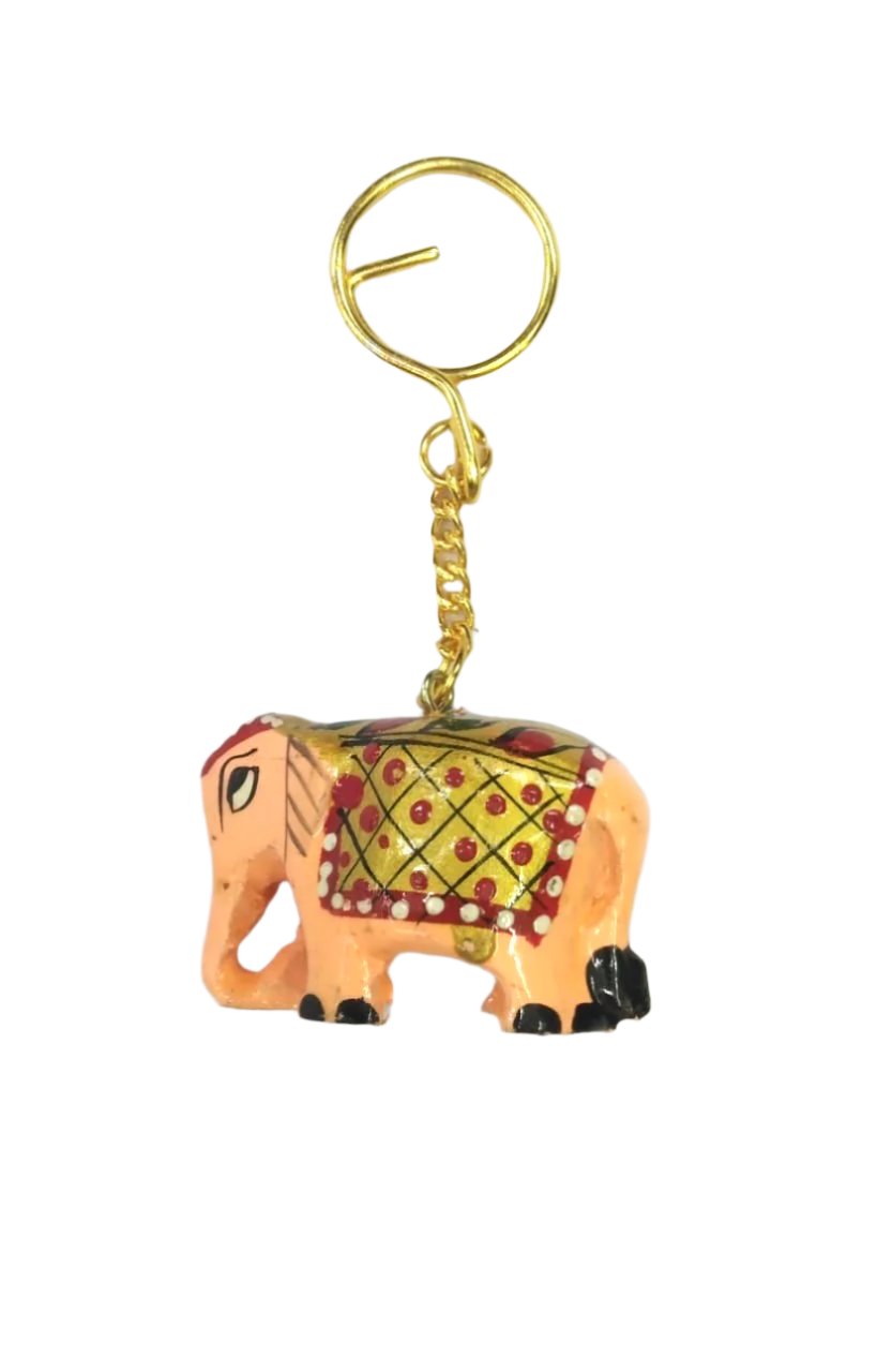 Elephant Hand Painted Keychain Various Beautiful Shades Indian Souvenir Tamrapatra