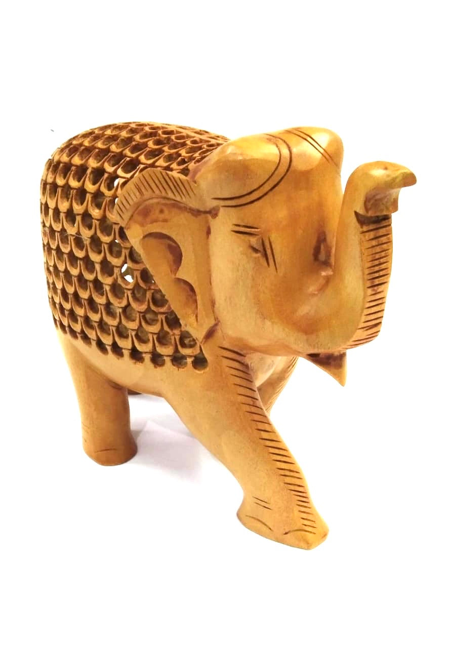 Wonderful Creation Of Wooden Fine Carving Elephant Indian Gifts Tamrapatra